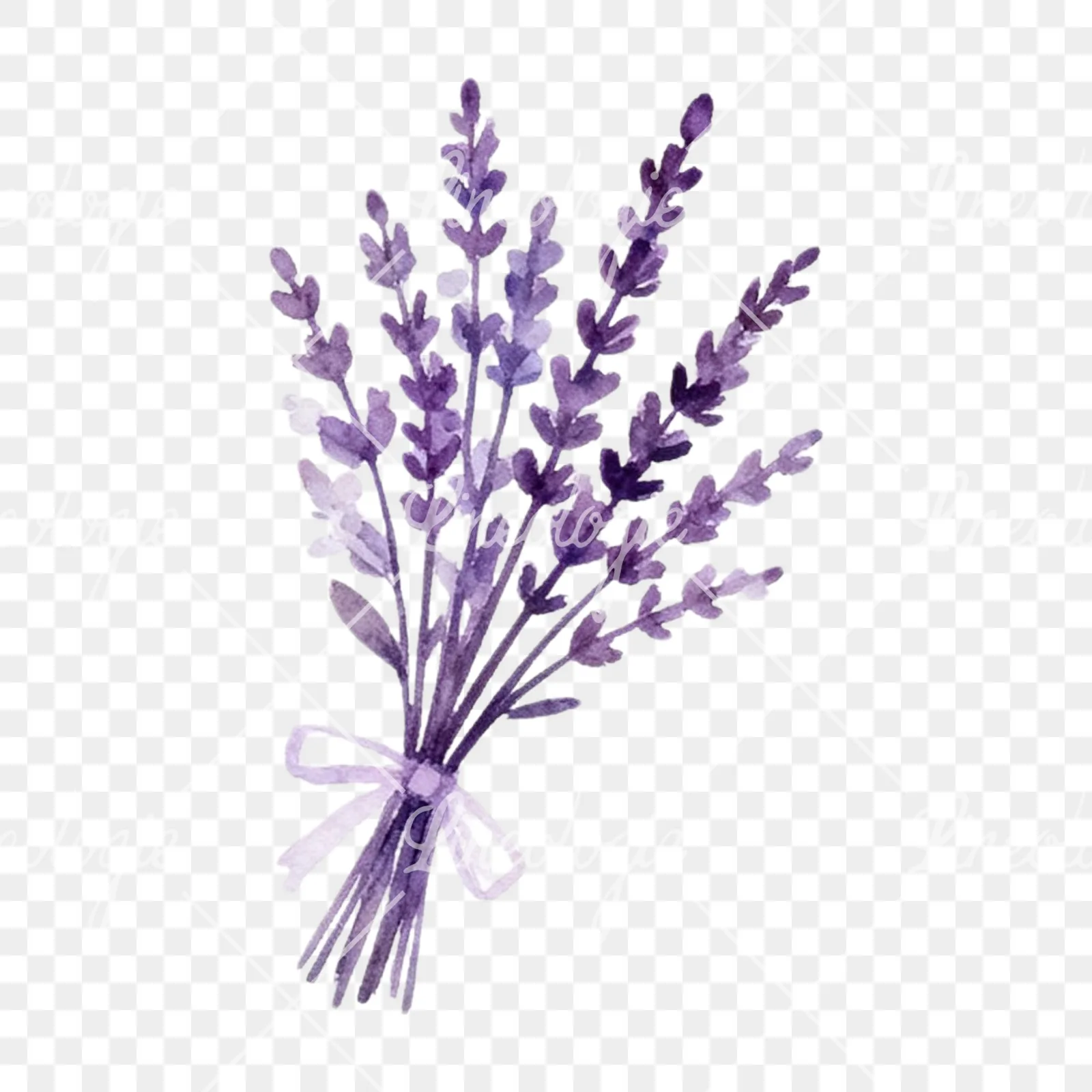 Watercolor lavender and blush wedding bouquet clipart 9 of 9 on a transparent background (PNG)
