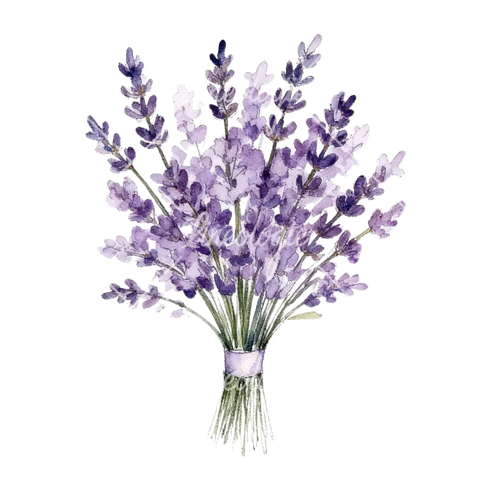 Watercolor lavender and pale pink wedding bouquet clipart 1 of 9 on a white background (JPG)