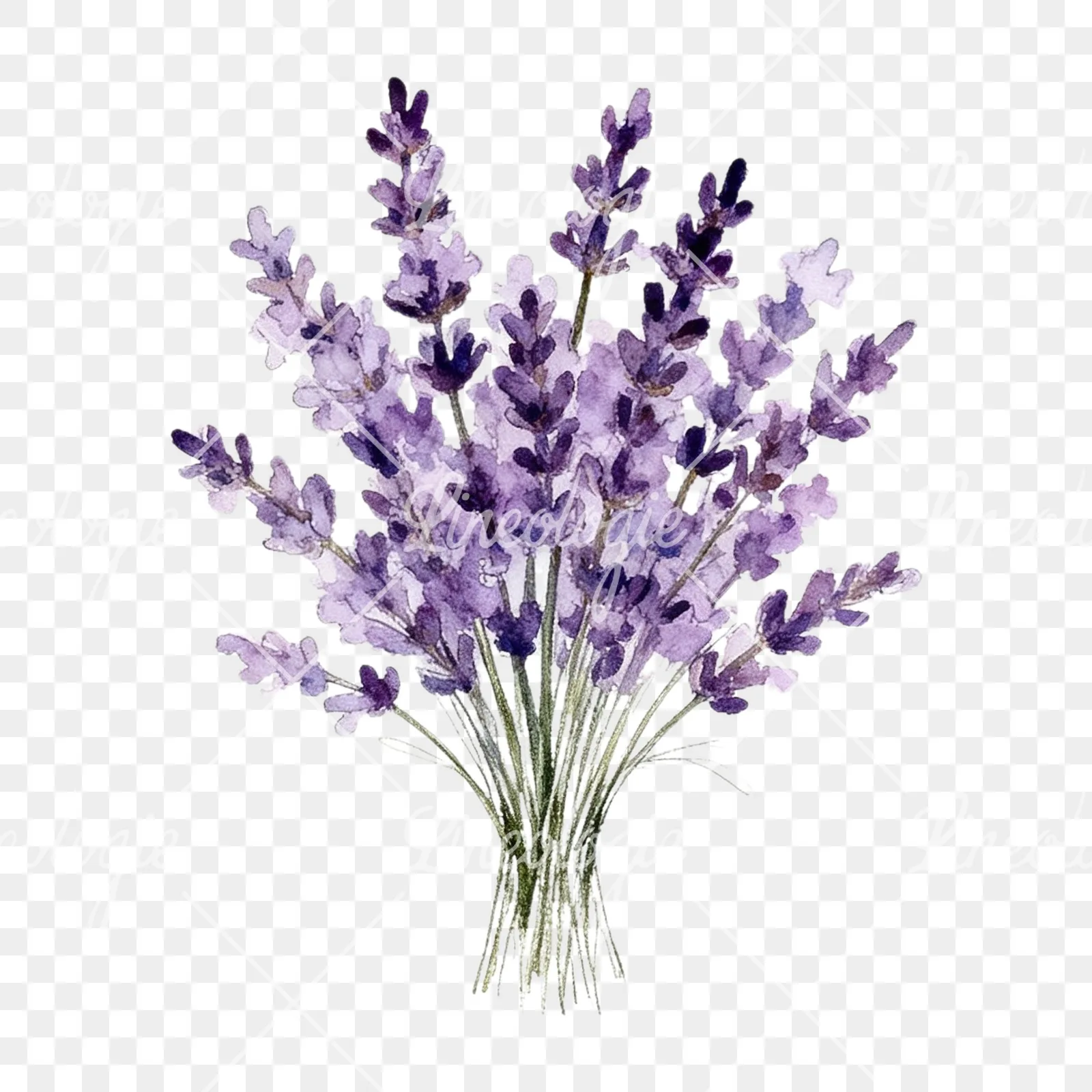 Watercolor lavender and pale pink wedding bouquet clipart 4 of 9 on a transparent background (PNG)