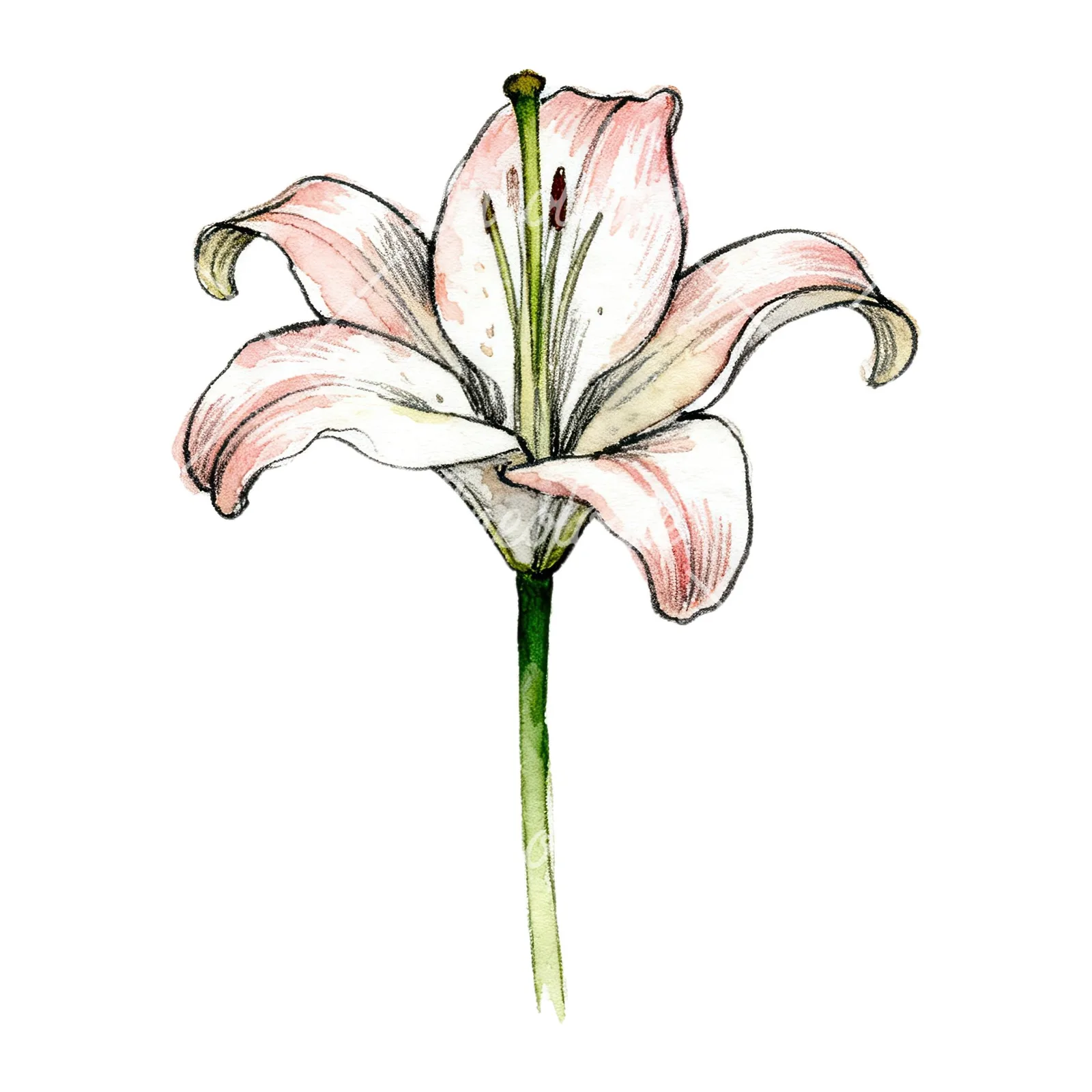 Watercolor lillies lilys flower clipart 2 of 9 on a white background (JPG)
