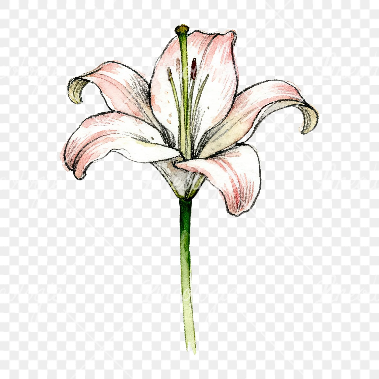 Watercolor lillies lilys flower clipart 2 of 9 on a transparent background (PNG)