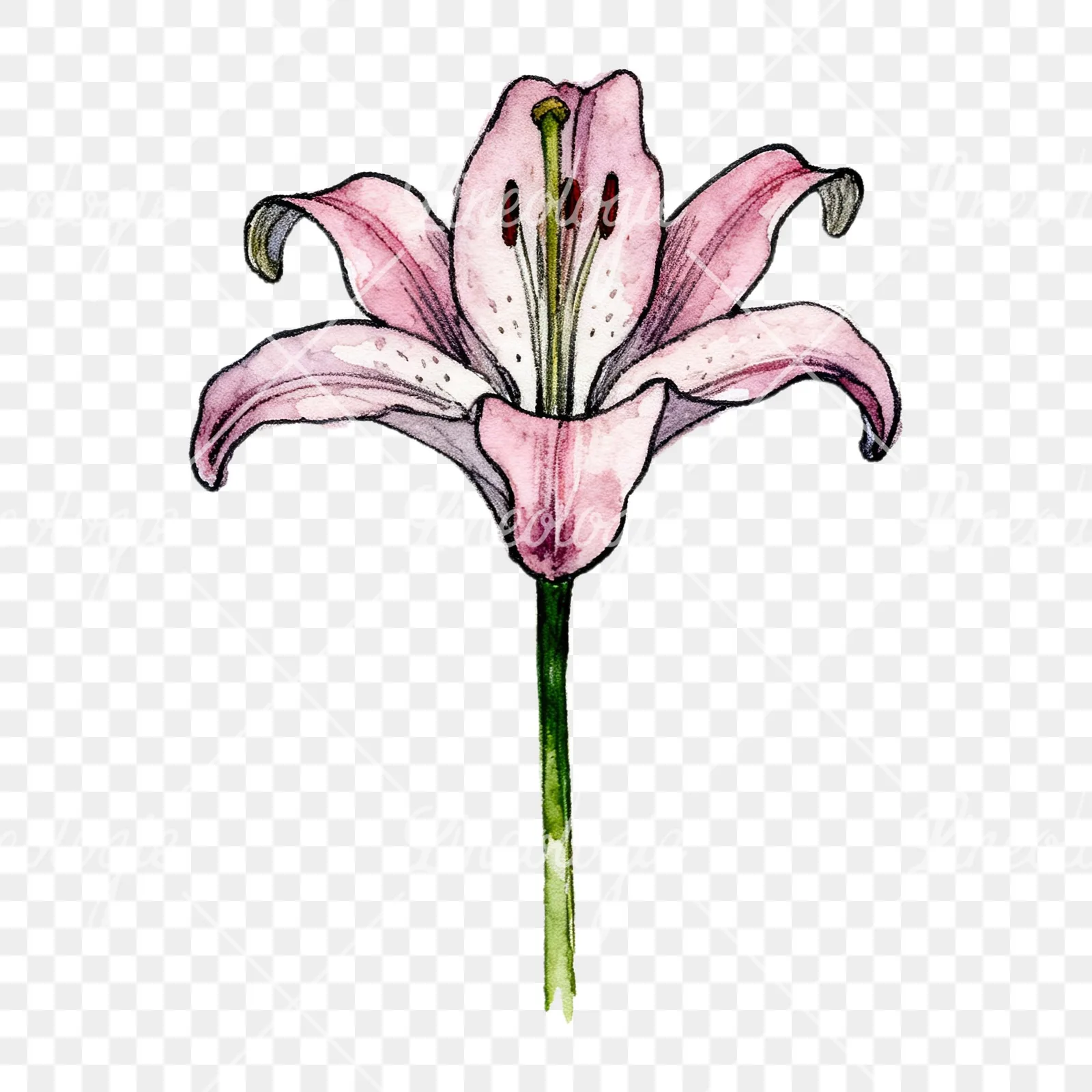 Watercolor lillies lilys flower clipart 3 of 9 on a transparent background (PNG)