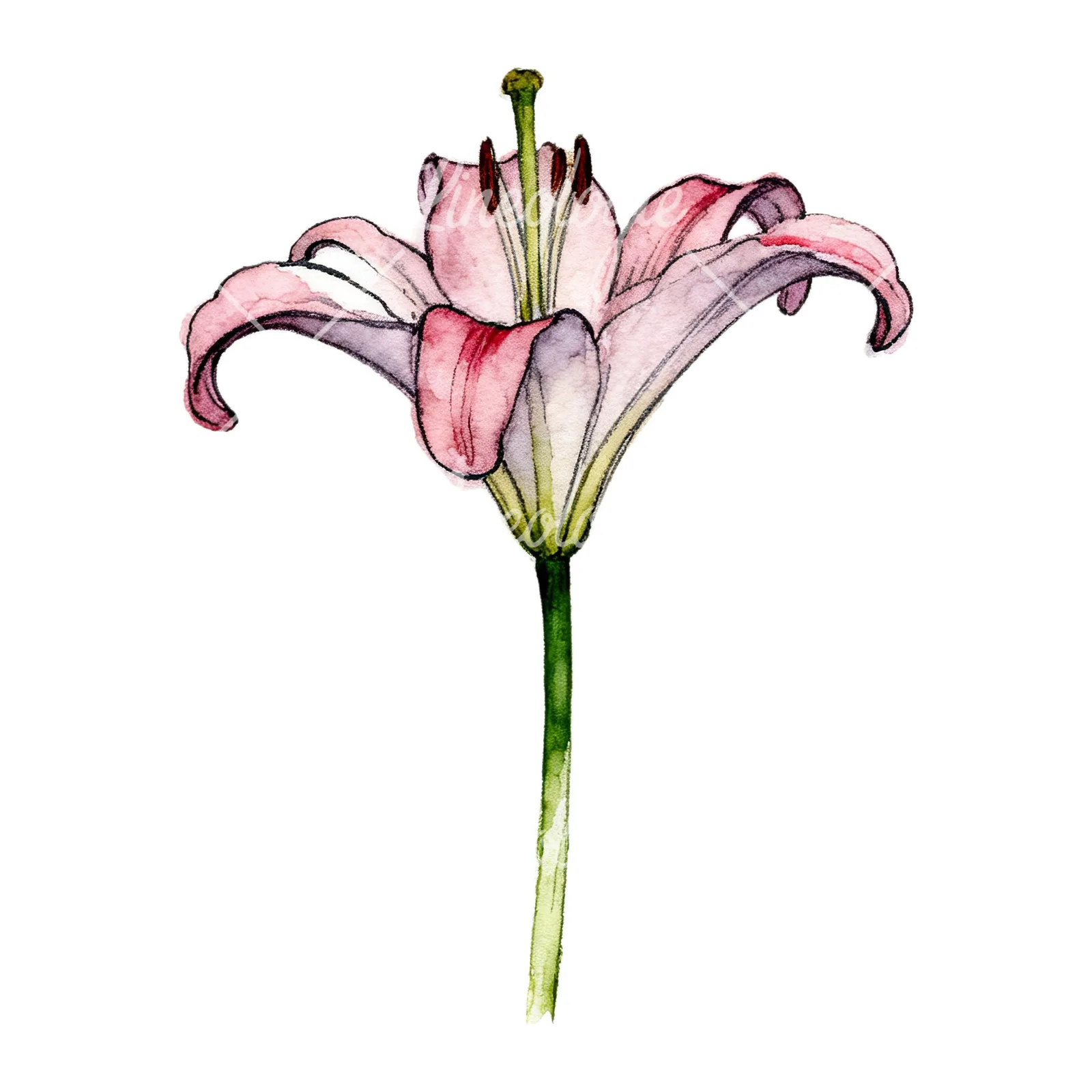 Watercolor lillies lilys flower clipart 8 of 9 on a white background (JPG)