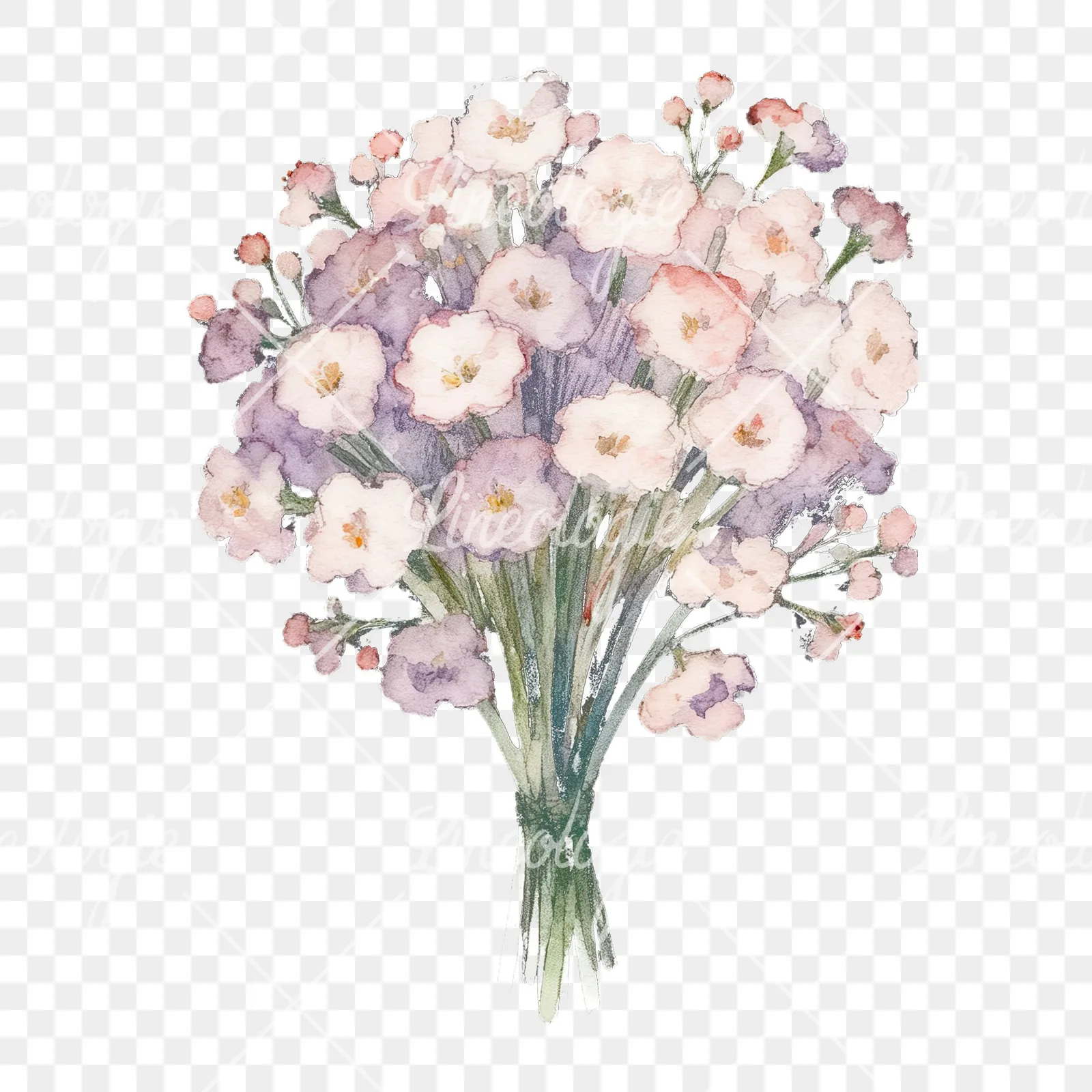Watercolor babys breath bouquet clipart 3 of 9 on a transparent background (PNG)