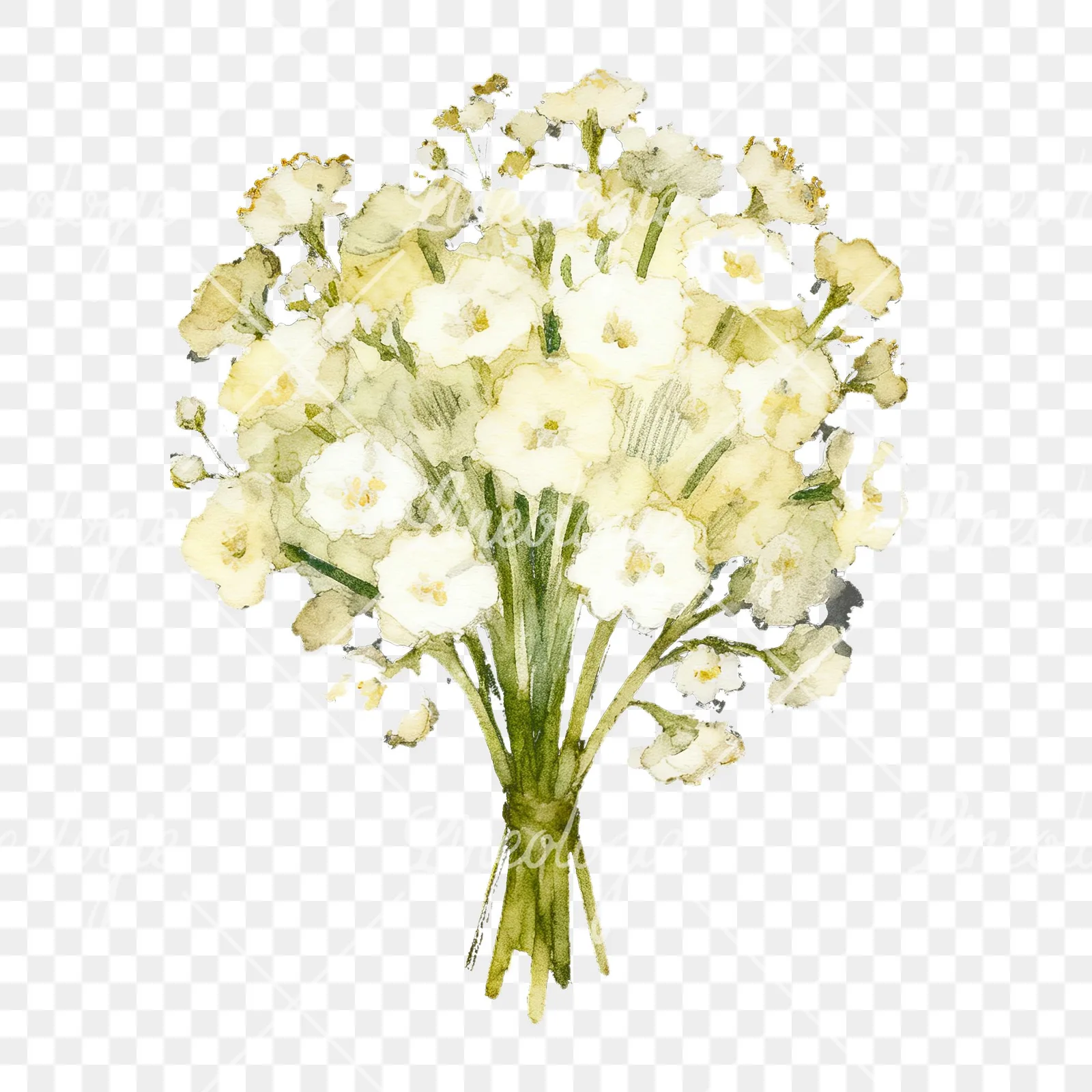 Watercolor babys breath bouquet clipart 4 of 9 on a transparent background (PNG)