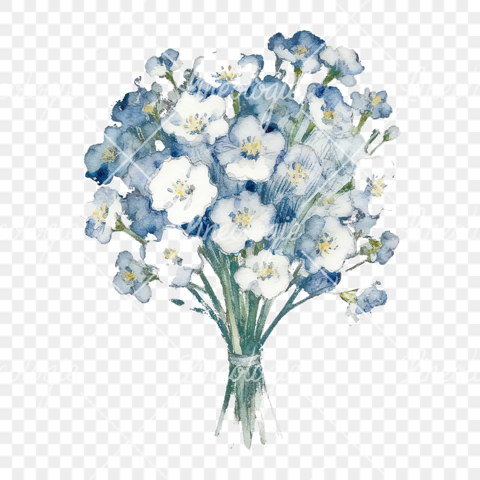 Watercolor babys breath bouquet clipart 5 of 9 on a transparent background (PNG)