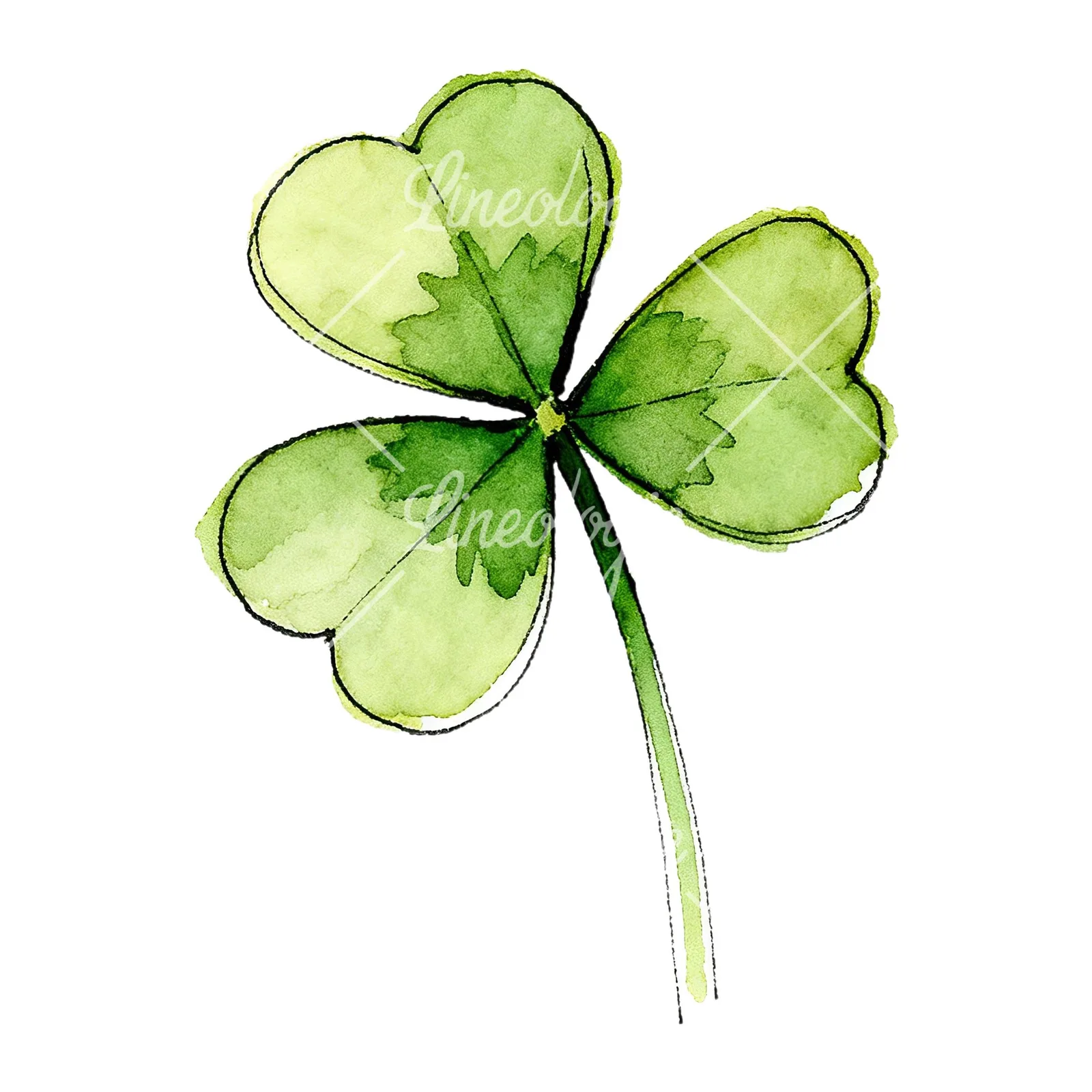 Watercolor saturated clover flower clipart 1 of 9 on a white background (JPG)