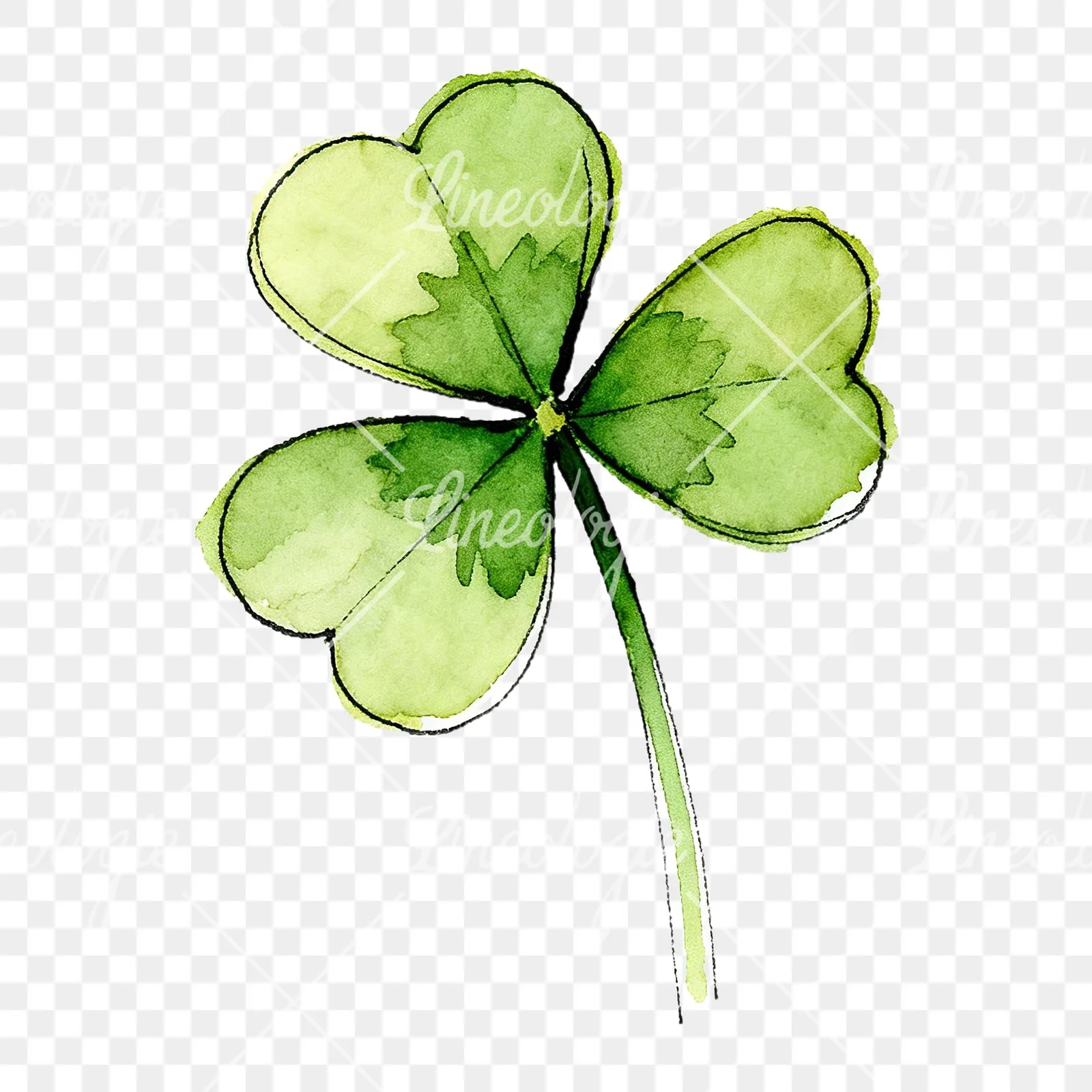 Watercolor saturated clover flower clipart 1 of 9 on a transparent background (PNG)