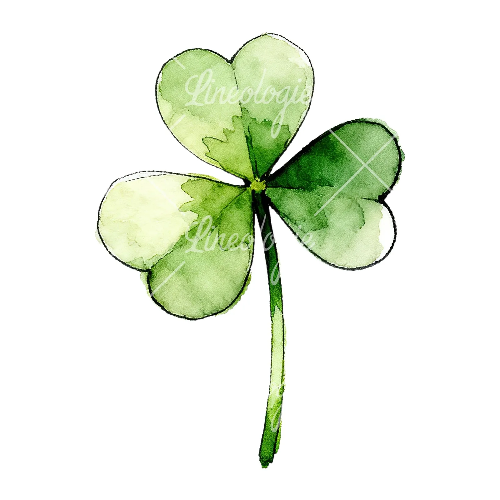 Watercolor saturated clover flower clipart 2 of 9 on a white background (JPG)