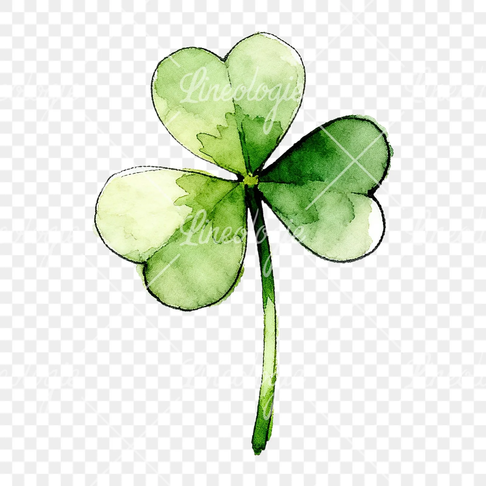 Watercolor saturated clover flower clipart 2 of 9 on a transparent background (PNG)