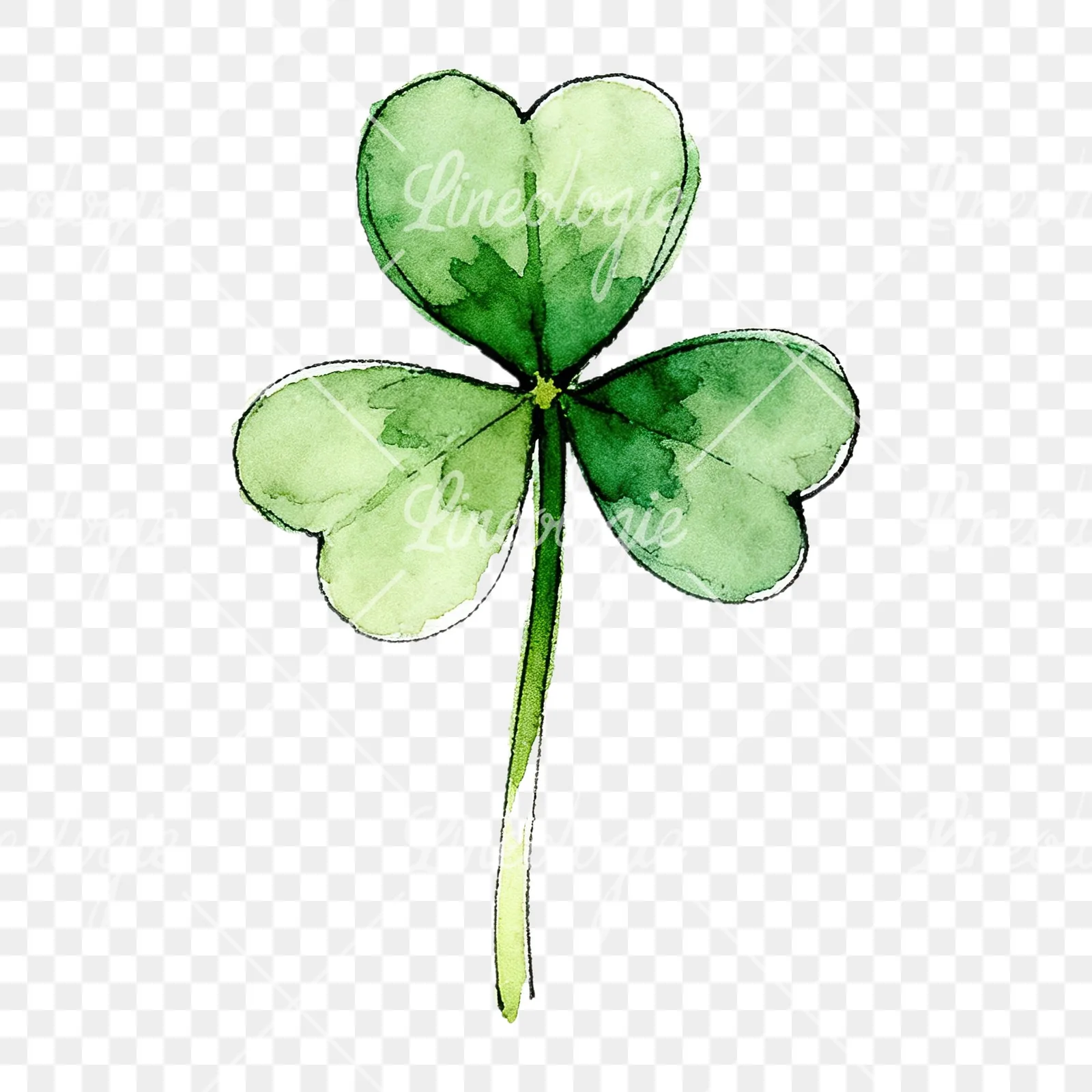 Watercolor saturated clover flower clipart 3 of 9 on a transparent background (PNG)