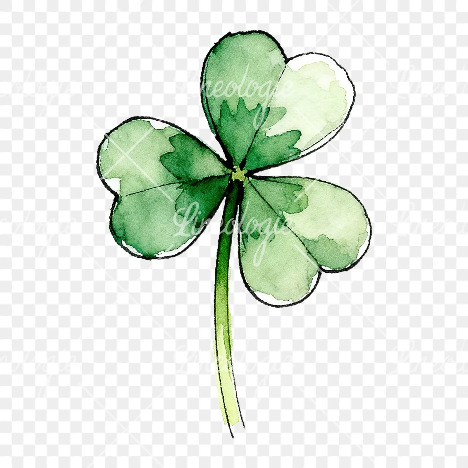 Watercolor saturated clover flower clipart 4 of 9 on a transparent background (PNG)