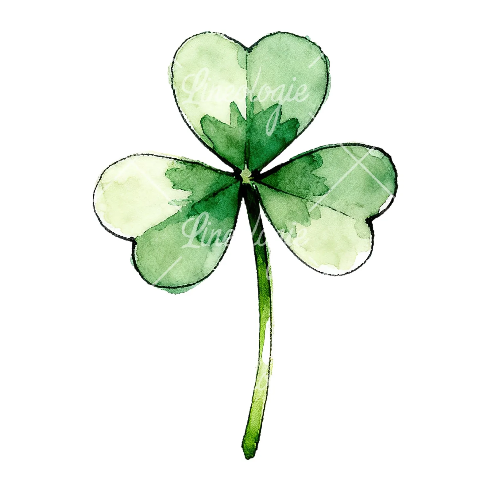 Watercolor saturated clover flower clipart 5 of 9 on a white background (JPG)