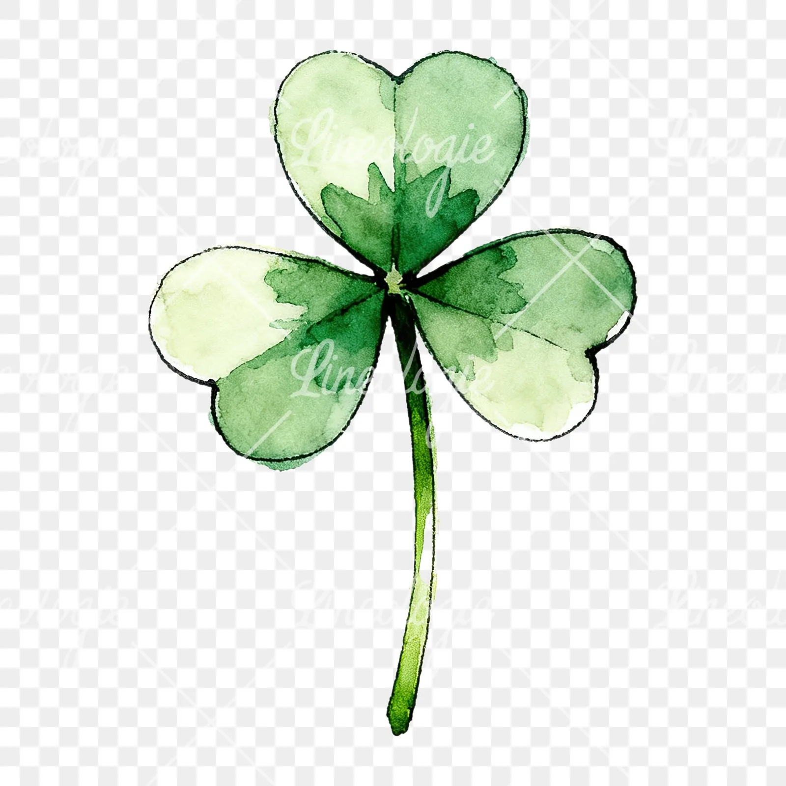 Watercolor saturated clover flower clipart 5 of 9 on a transparent background (PNG)