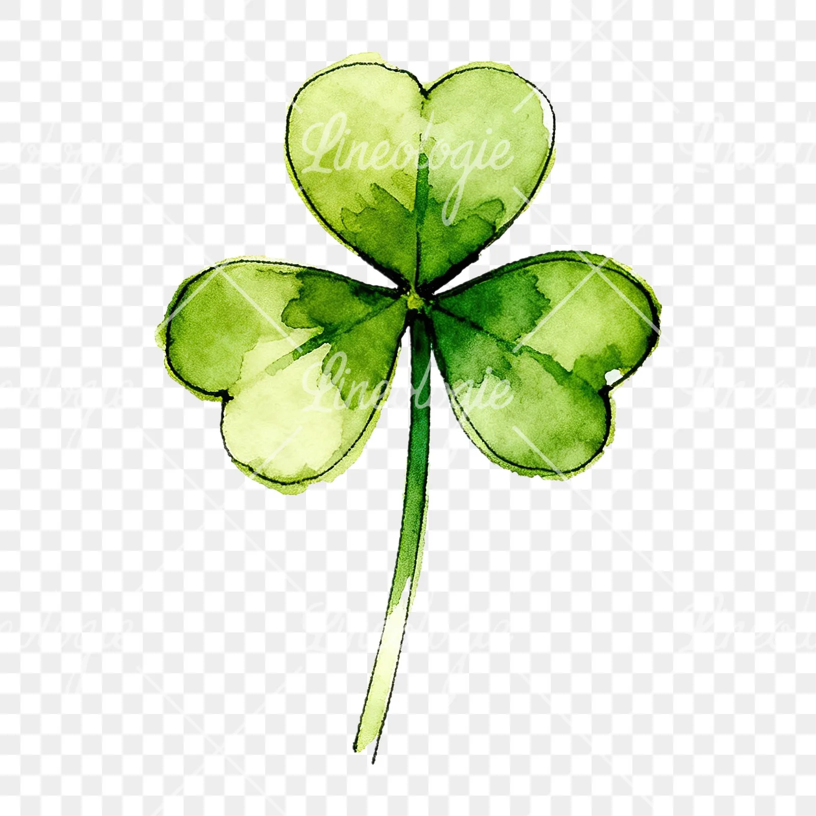 Watercolor saturated clover flower clipart 6 of 9 on a transparent background (PNG)
