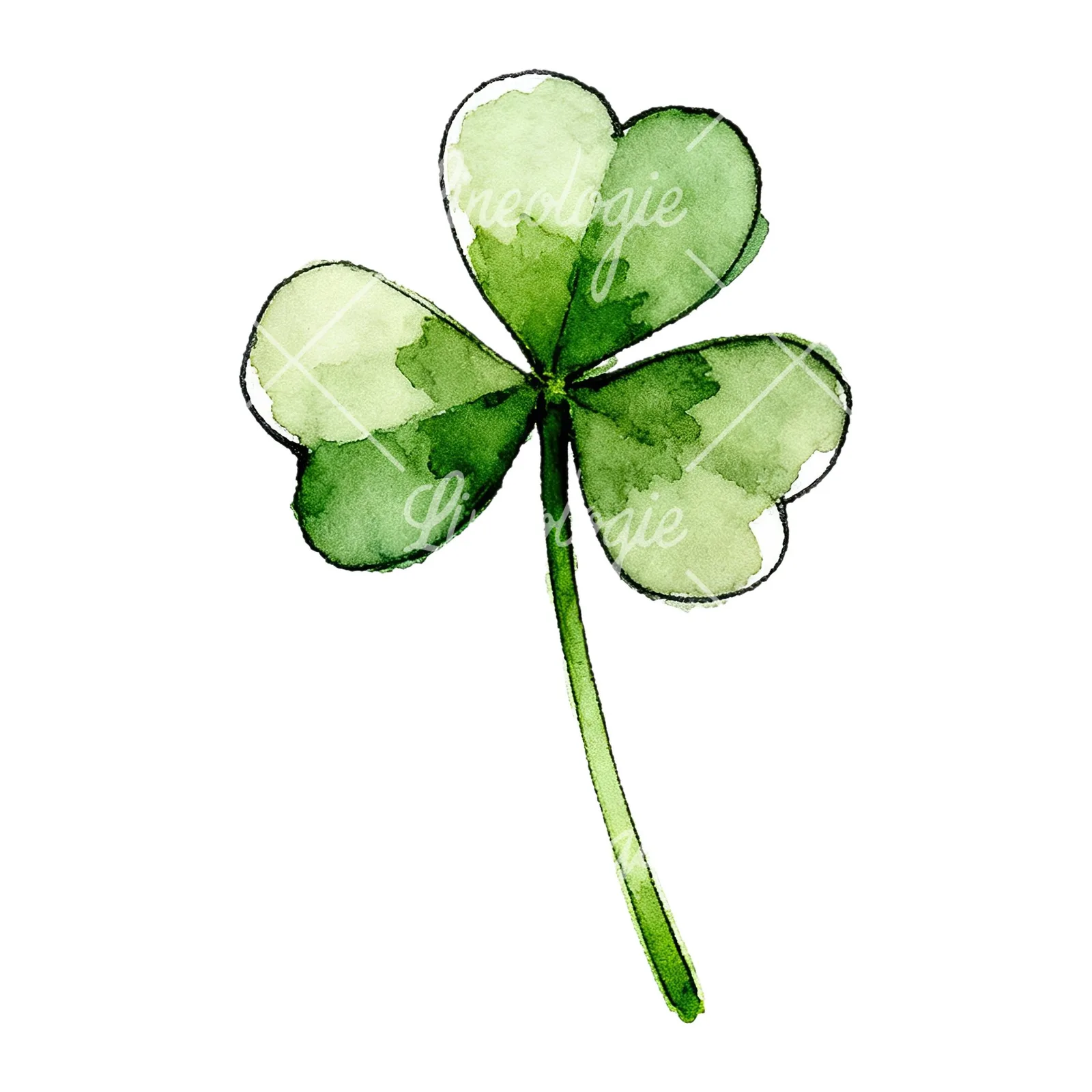 Watercolor saturated clover flower clipart 8 of 9 on a white background (JPG)
