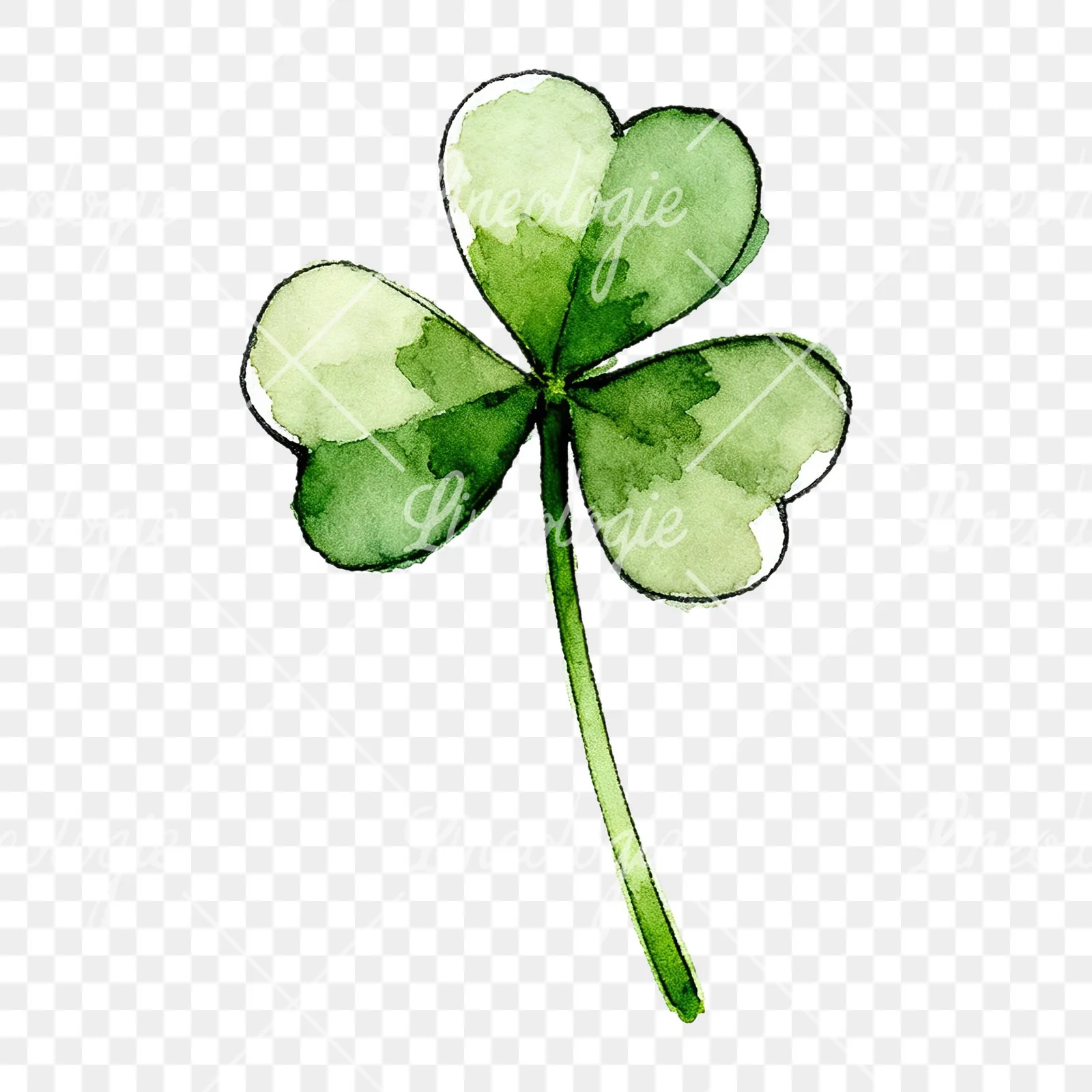 Watercolor saturated clover flower clipart 8 of 9 on a transparent background (PNG)