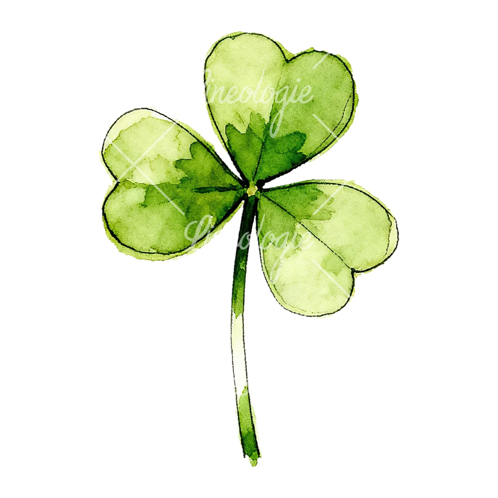 Watercolor saturated clover flower clipart 9 of 9 on a white background (JPG)