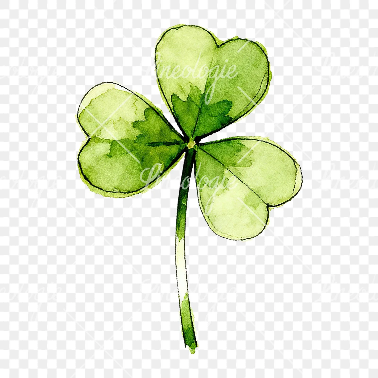 Watercolor saturated clover flower clipart 9 of 9 on a transparent background (PNG)