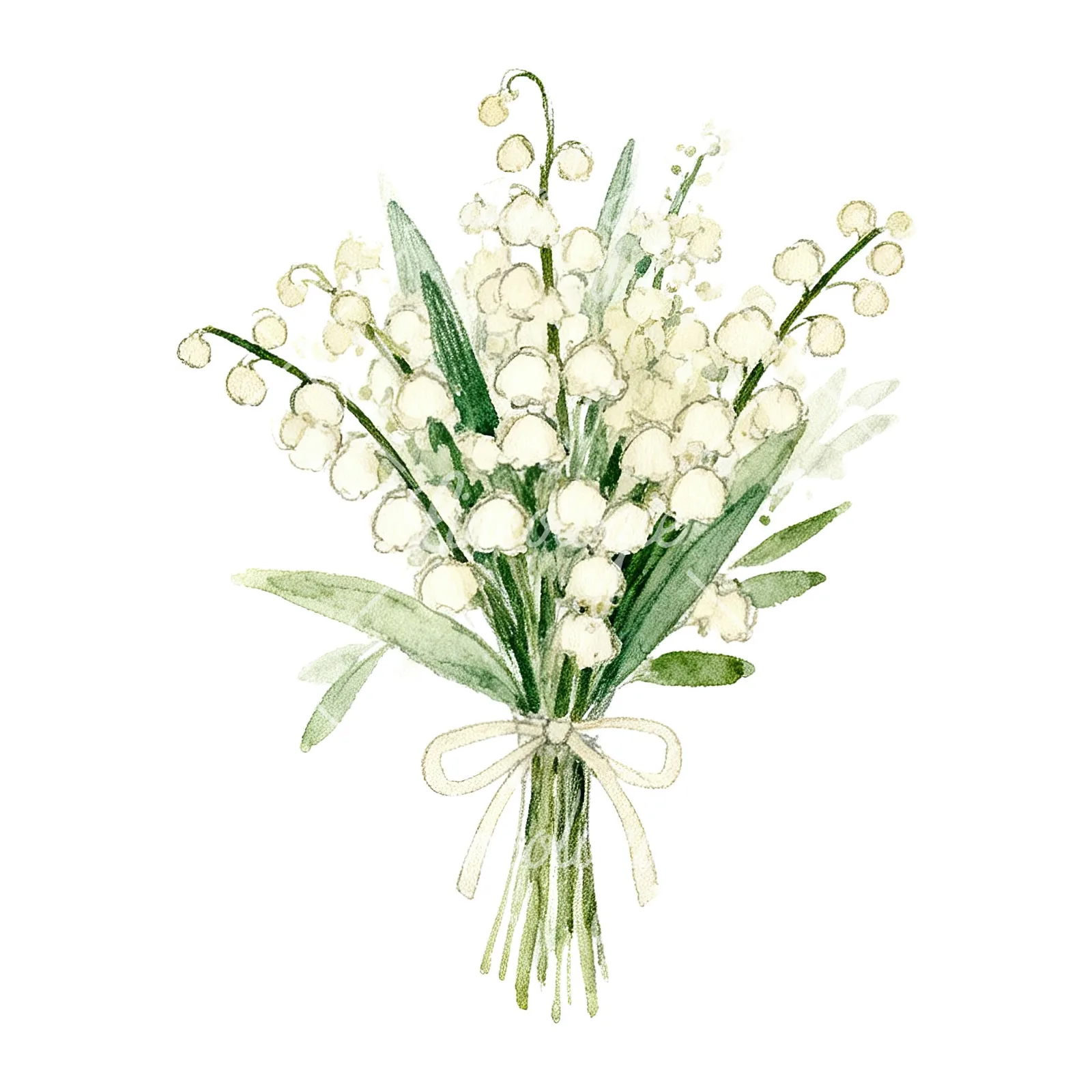 Watercolor cream wedding bouquet clipart 4 of 9 on a white background (JPG)