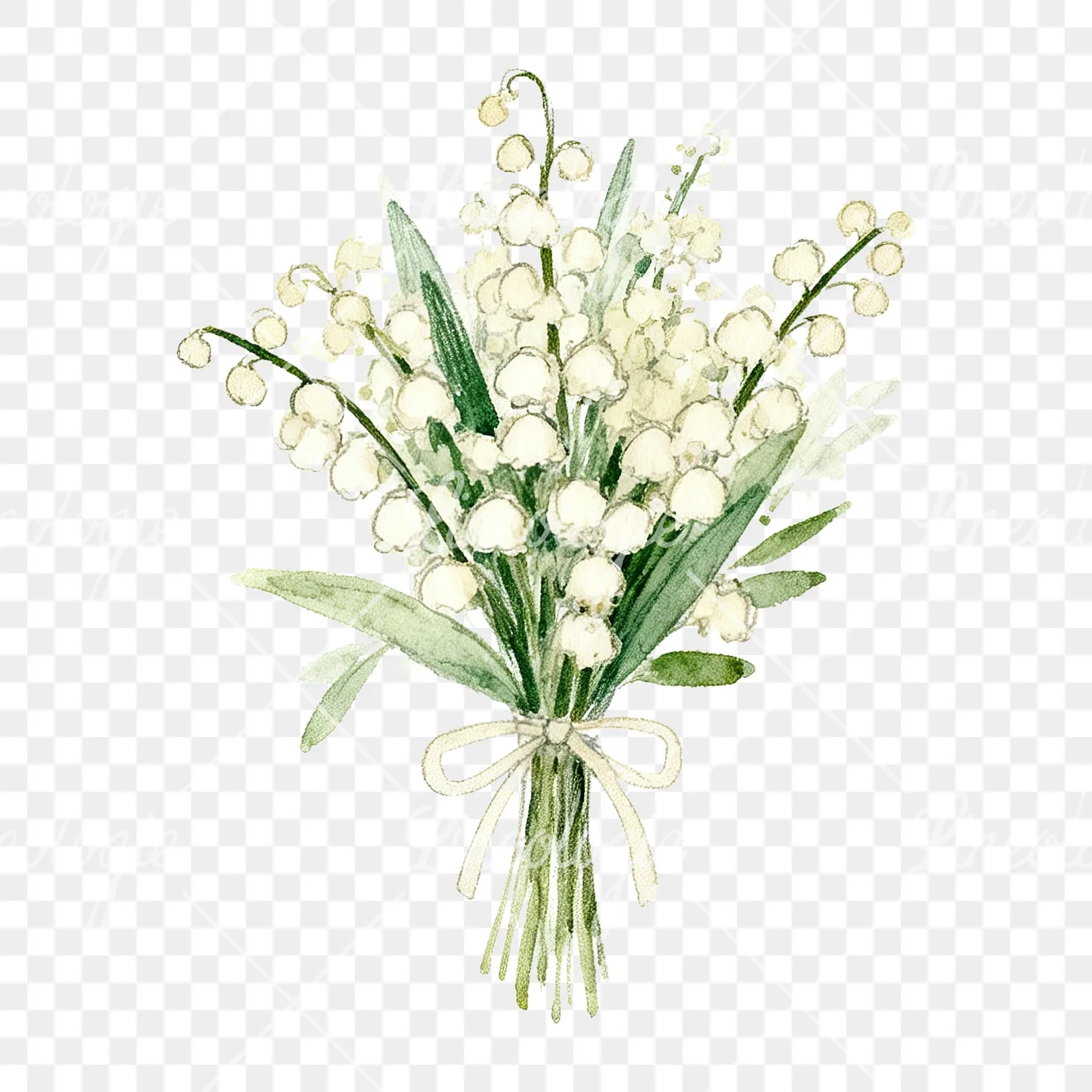 Watercolor cream wedding bouquet clipart 4 of 9 on a transparent background (PNG)
