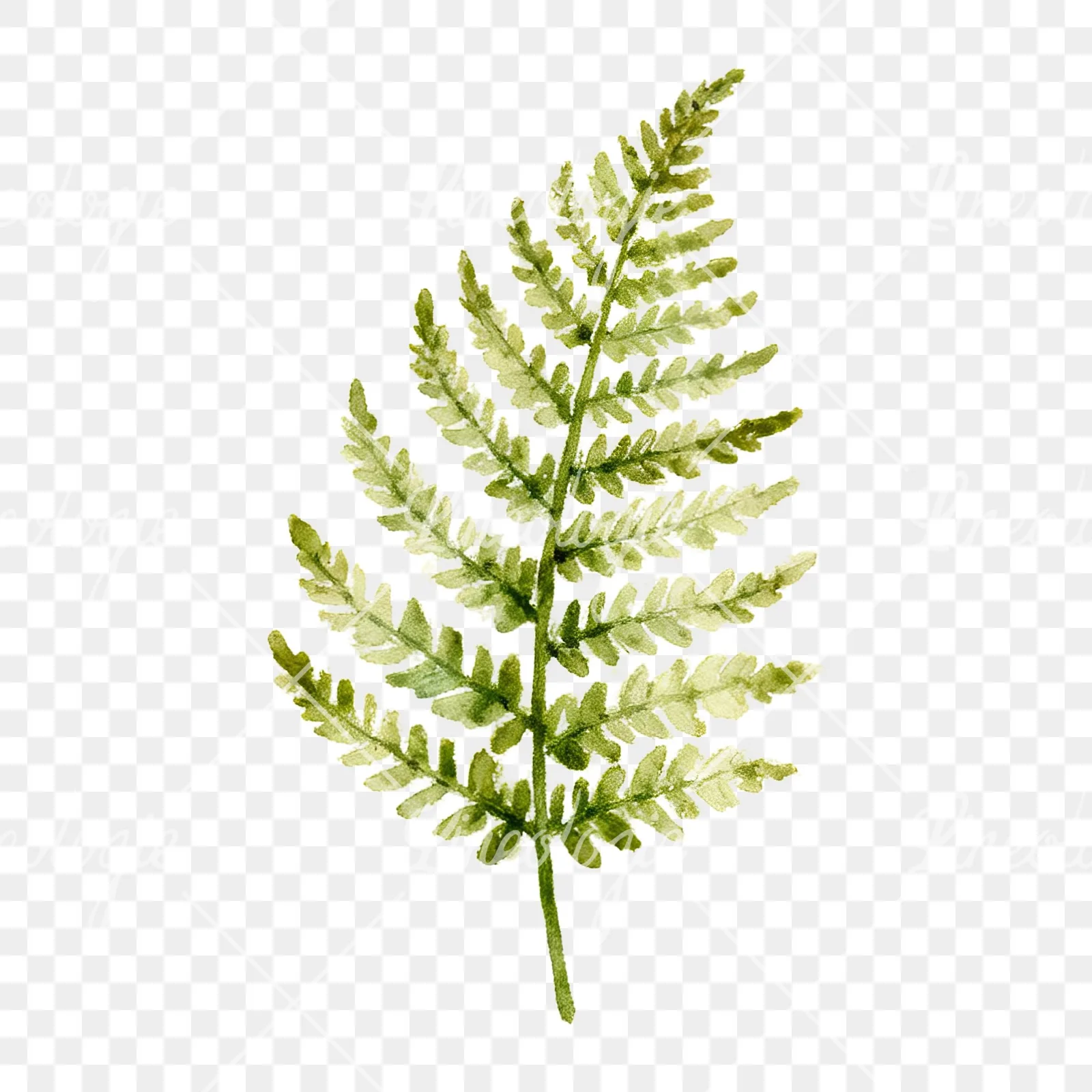 Watercolor fern with pine needle clipart 4 of 9 on a transparent background (PNG)