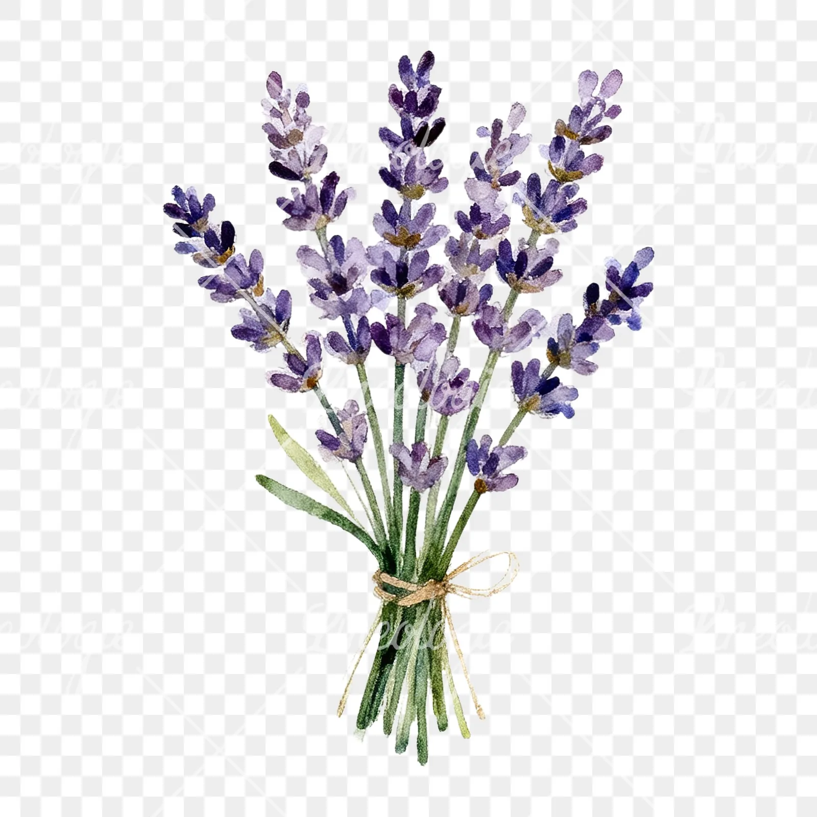 Watercolor lavender bouquet with lilac hues clipart 2 of 9 on a transparent background (PNG)