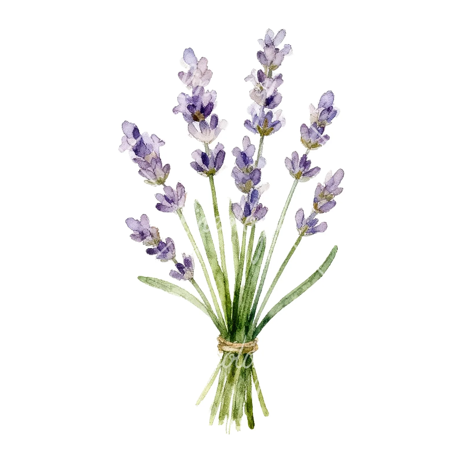 Watercolor lavender bouquet with lilac hues clipart 3 of 9 on a white background (JPG)