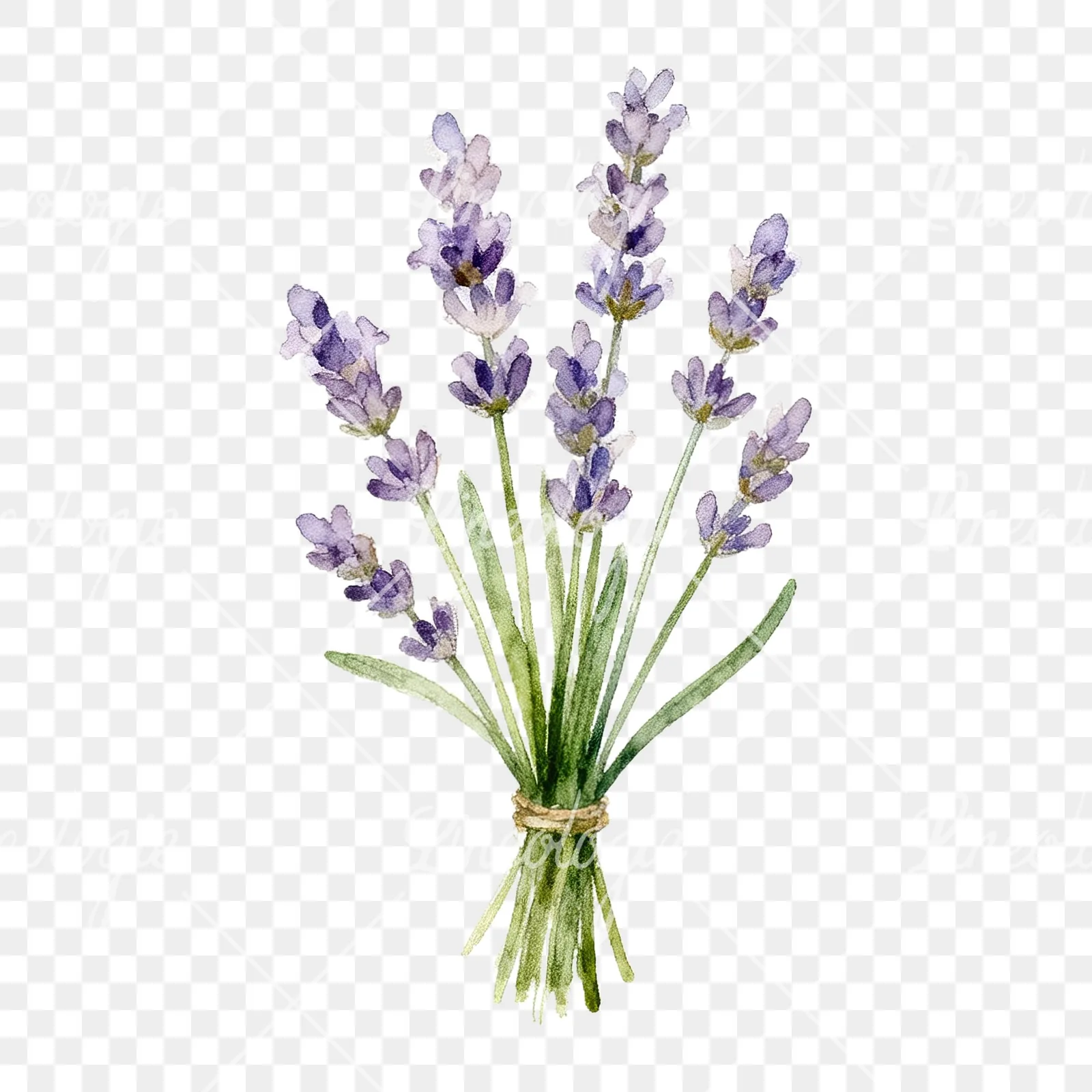 Watercolor lavender bouquet with lilac hues clipart 3 of 9 on a transparent background (PNG)
