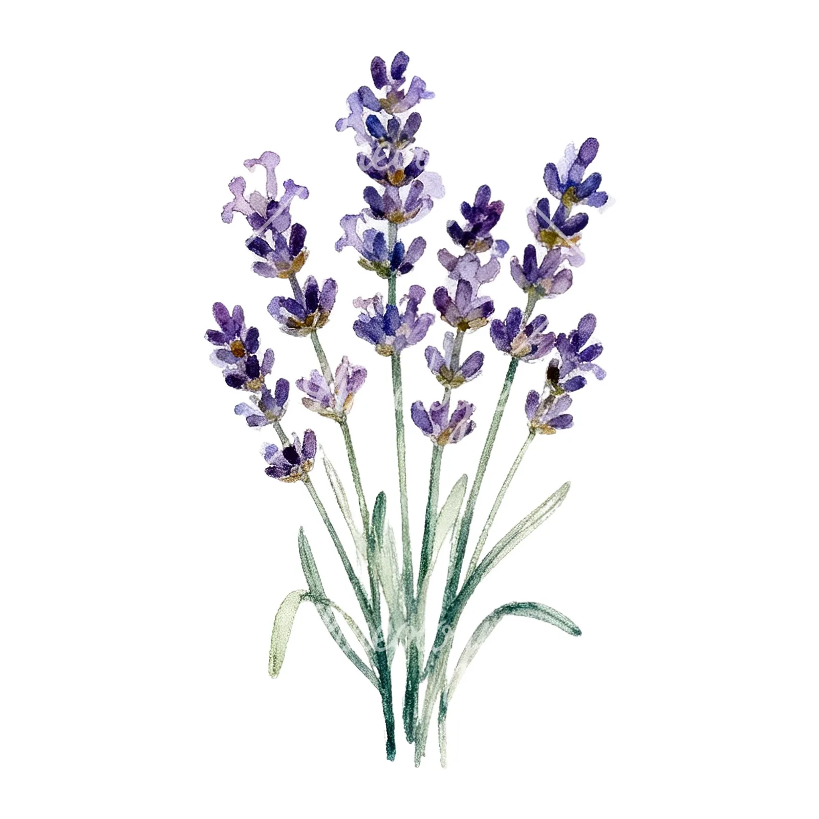 Watercolor lavender bouquet with lilac hues clipart 4 of 9 on a white background (JPG)