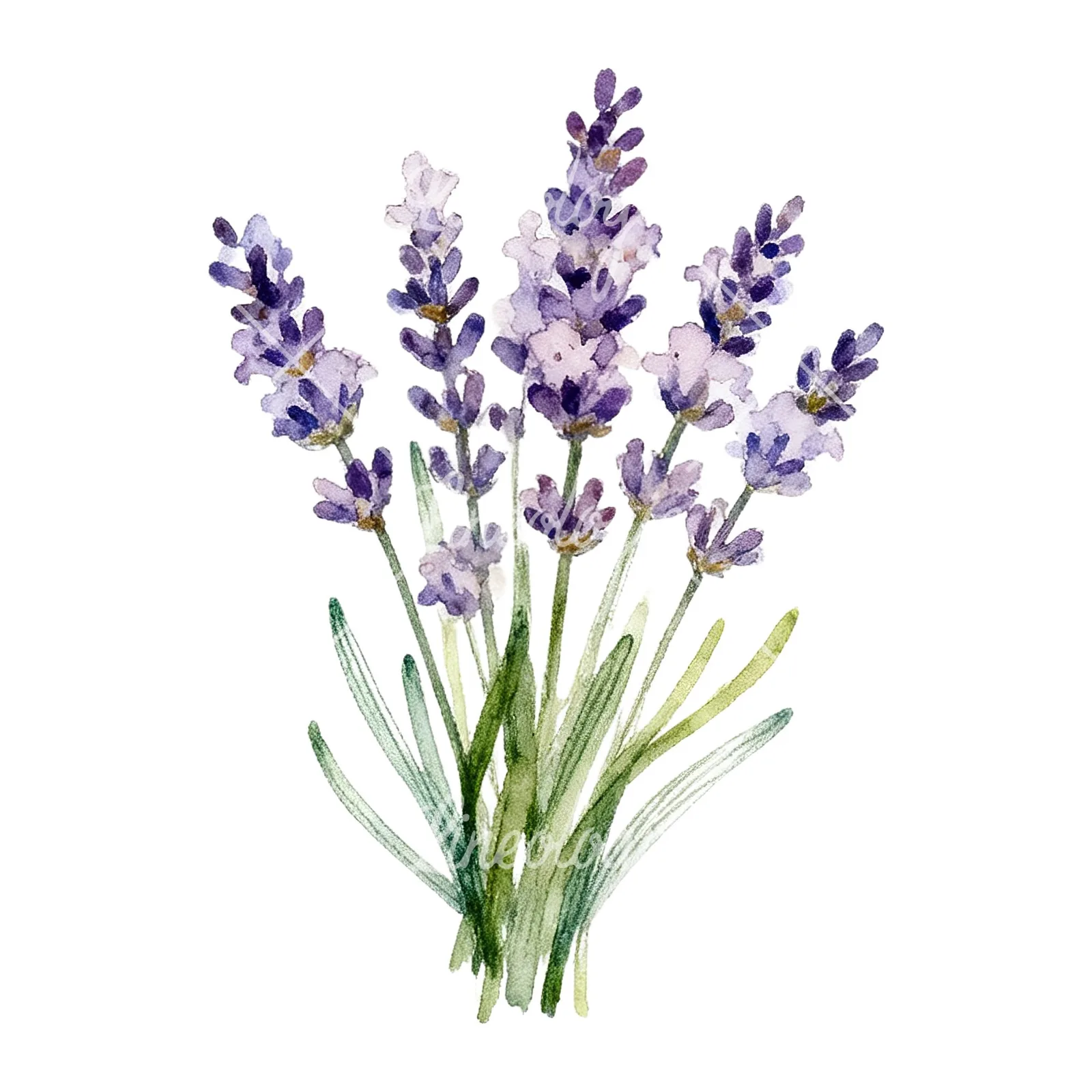Watercolor lavender bouquet with lilac hues clipart 5 of 9 on a white background (JPG)