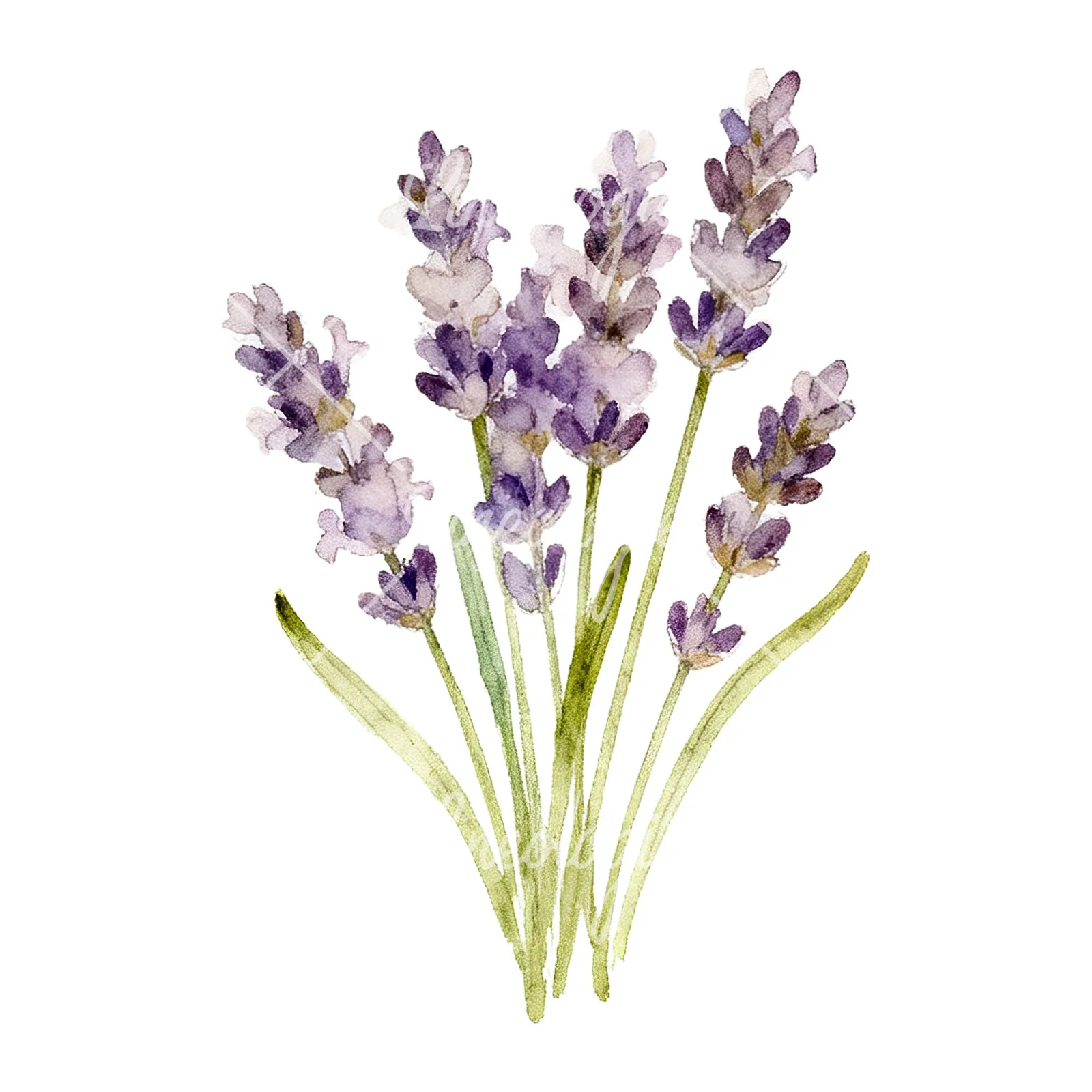 Watercolor lavender bouquet with lilac hues clipart 6 of 9 on a white background (JPG)