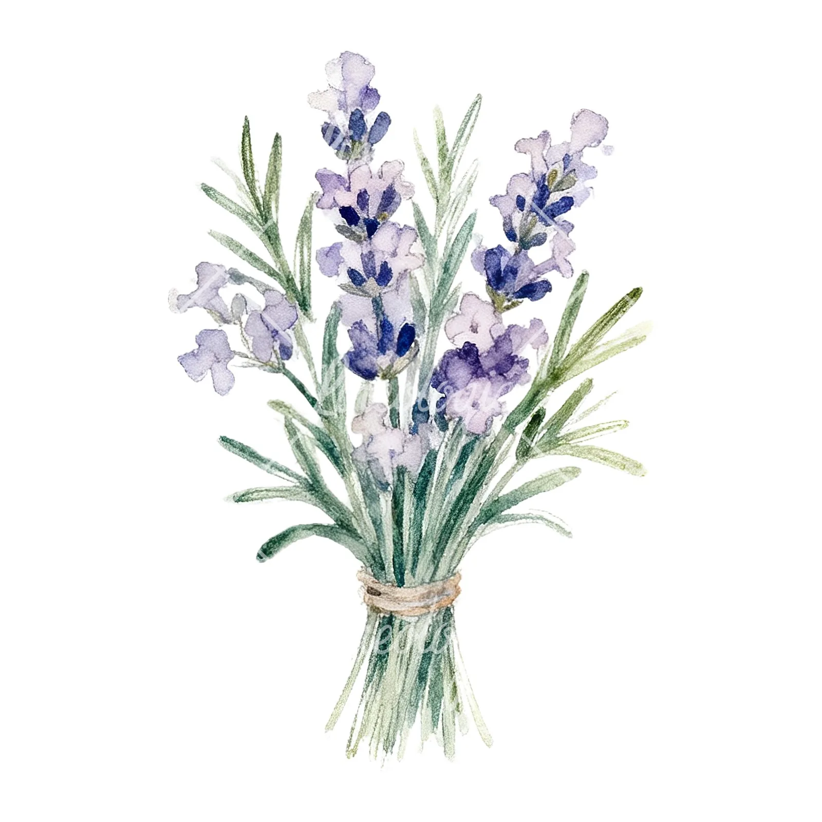 Watercolor lavender bouquet with lilac hues clipart 7 of 9 on a white background (JPG)