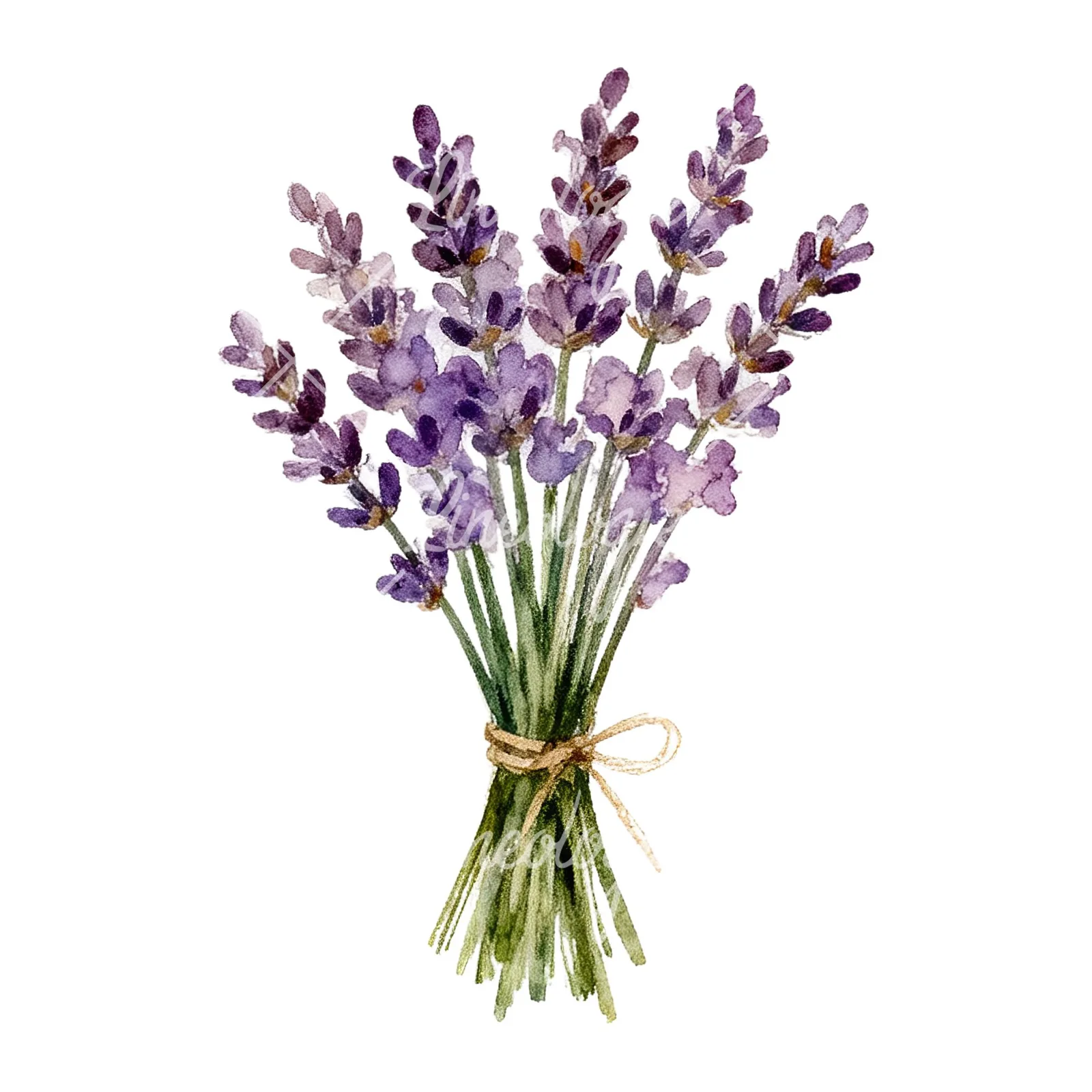 Watercolor lavender bouquet with lilac hues clipart 8 of 9 on a white background (JPG)