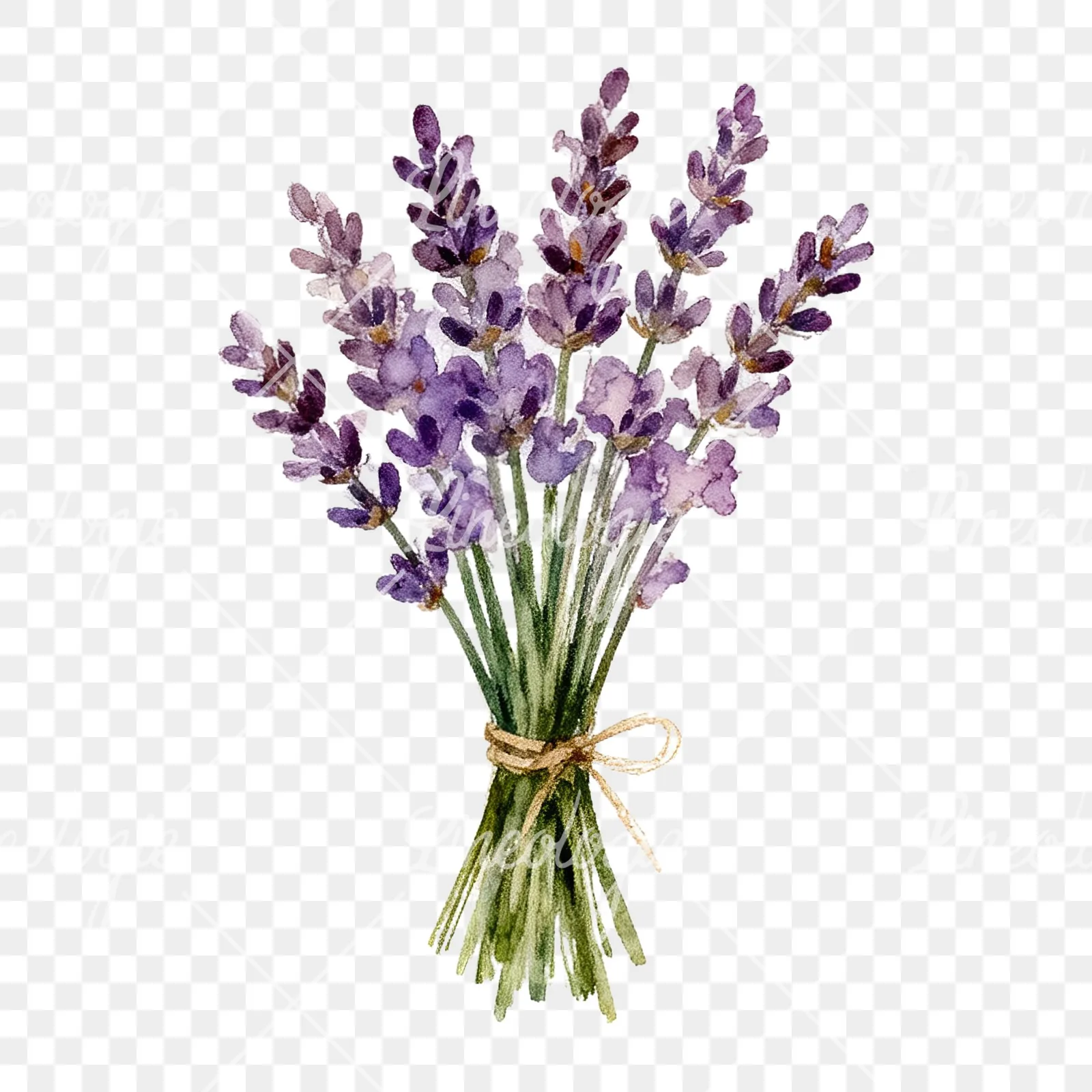Watercolor lavender bouquet with lilac hues clipart 8 of 9 on a transparent background (PNG)