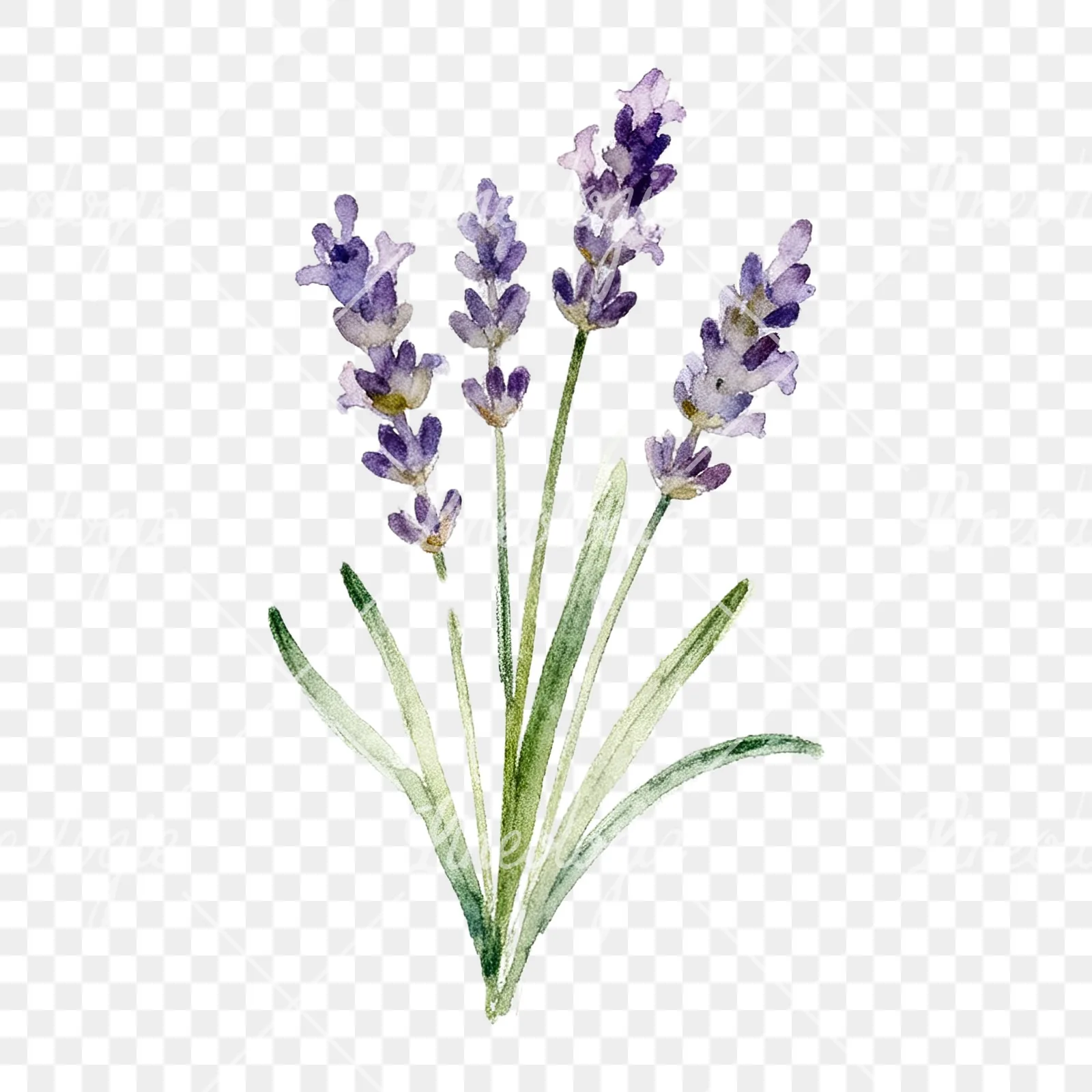 Watercolor lavender bouquet with lilac hues clipart 9 of 9 on a transparent background (PNG)