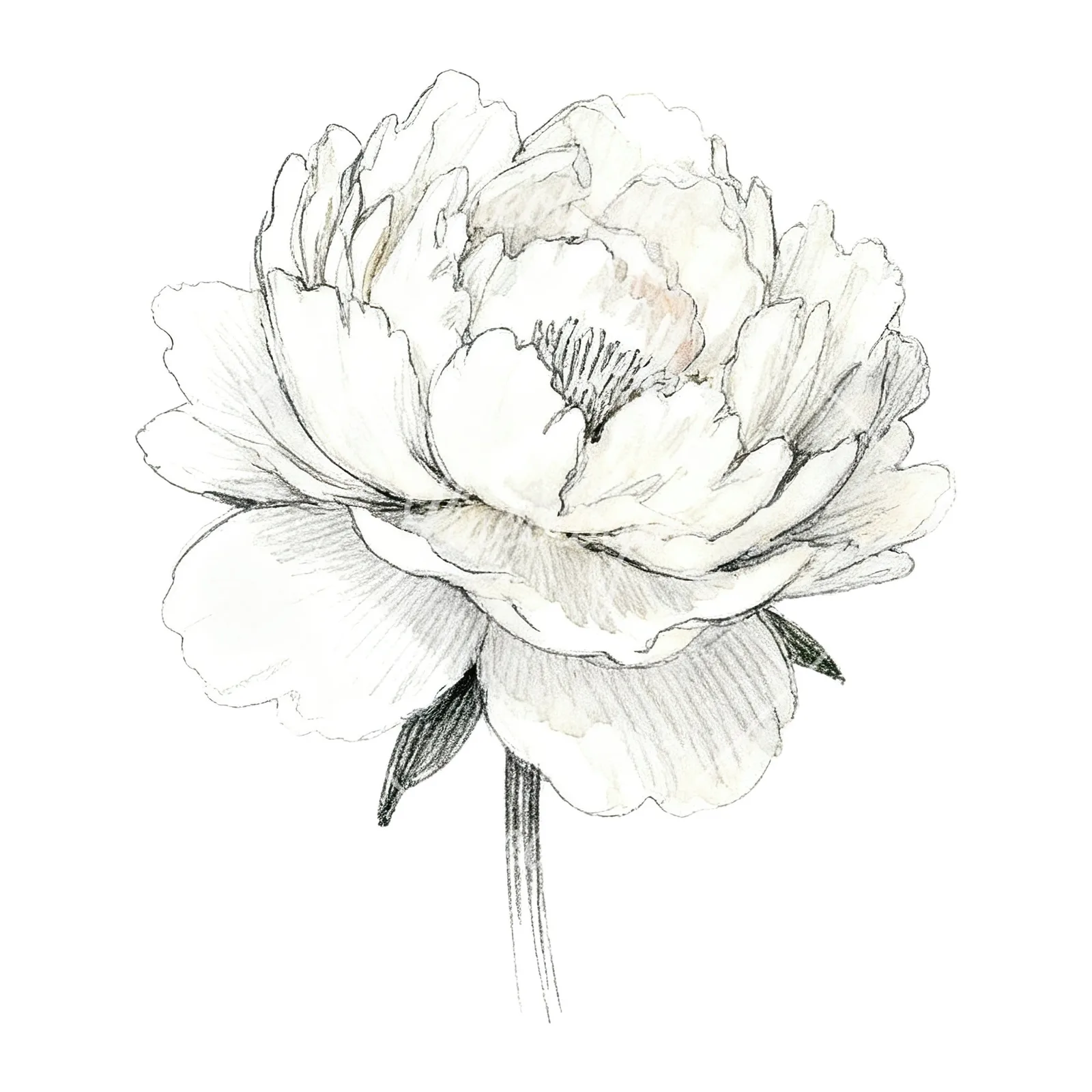 Watercolor white and pink peony clipart 5 of 9 on a white background (JPG)