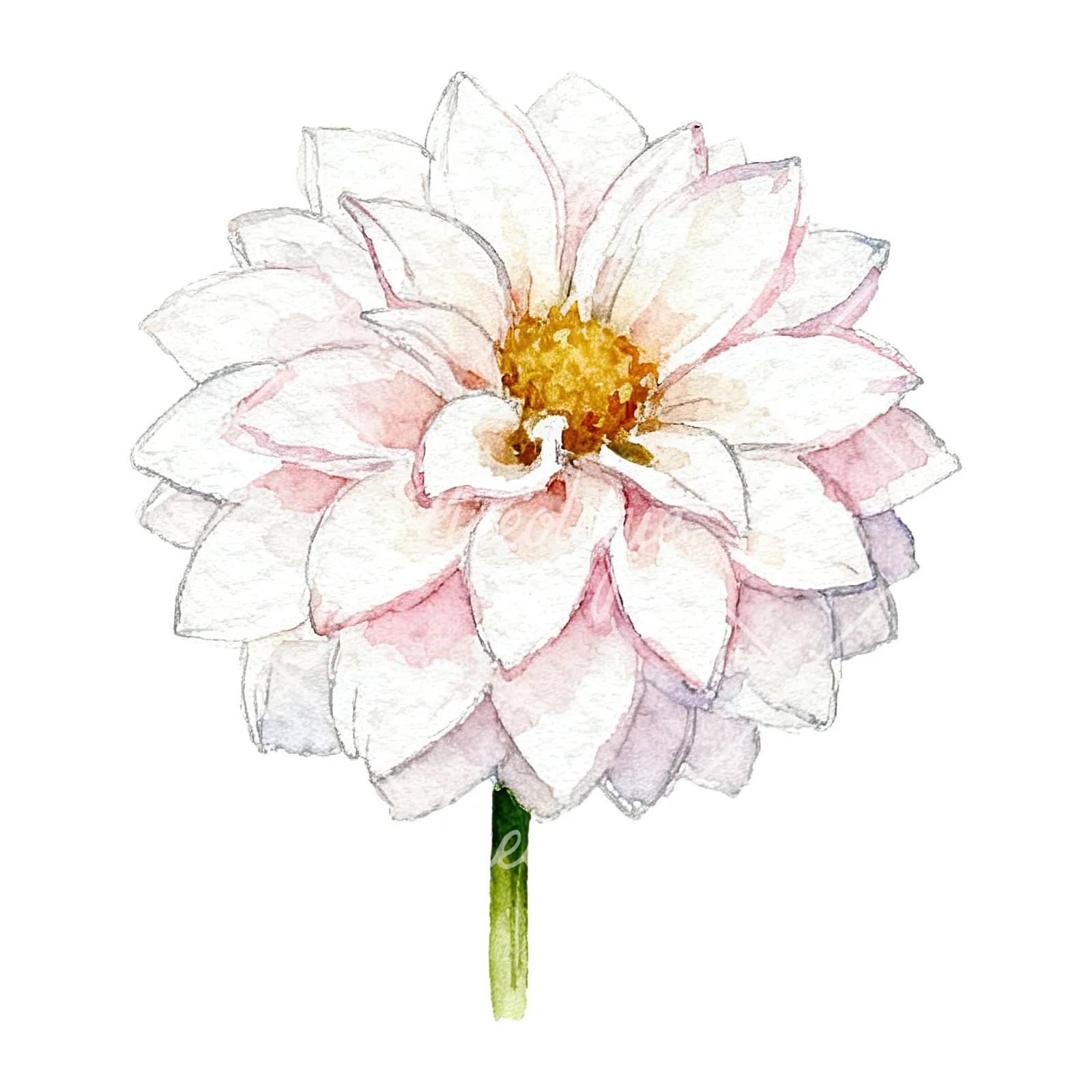 Watercolor pink dahlia set clipart 2 of 9 on a white background (JPG)