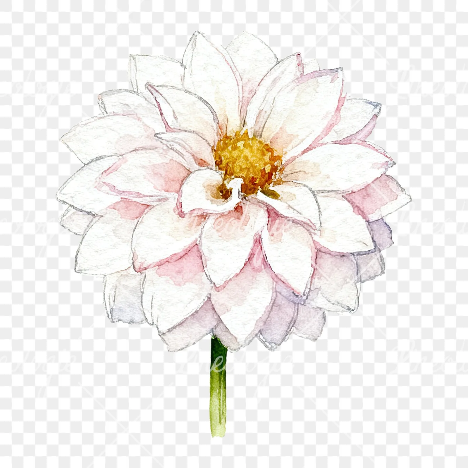 Watercolor pink dahlia set clipart 2 of 9 on a transparent background (PNG)