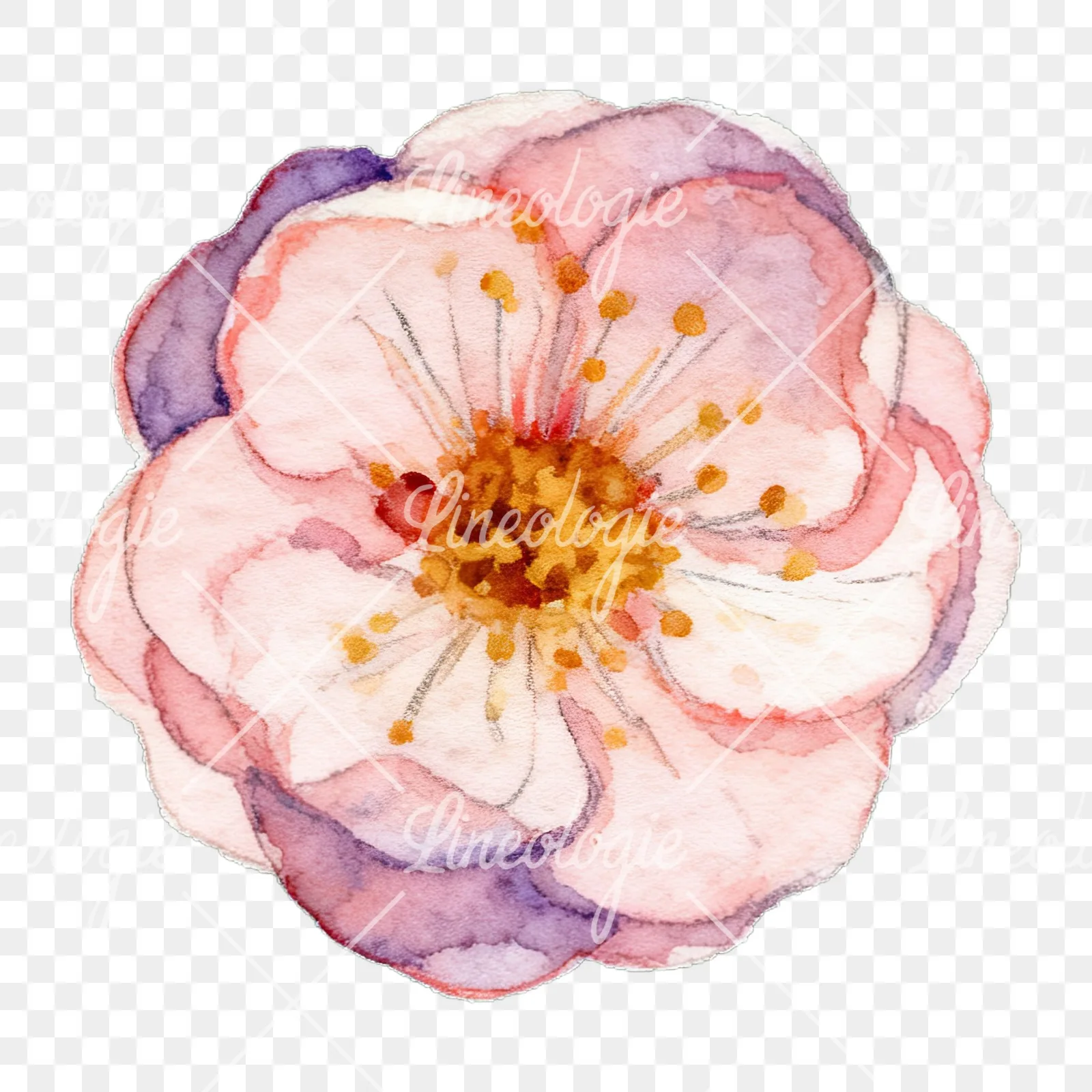 Watercolor plum blossom with buds clipart 5 of 9 on a transparent background (PNG)
