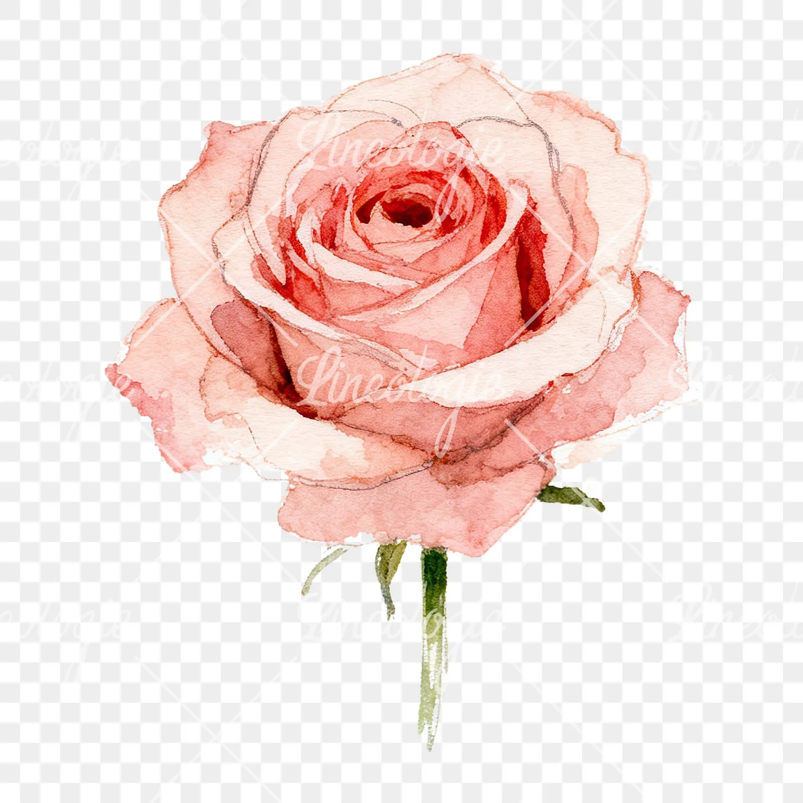Watercolor purple and peach rose clipart 3 of 9 on a transparent background (PNG)