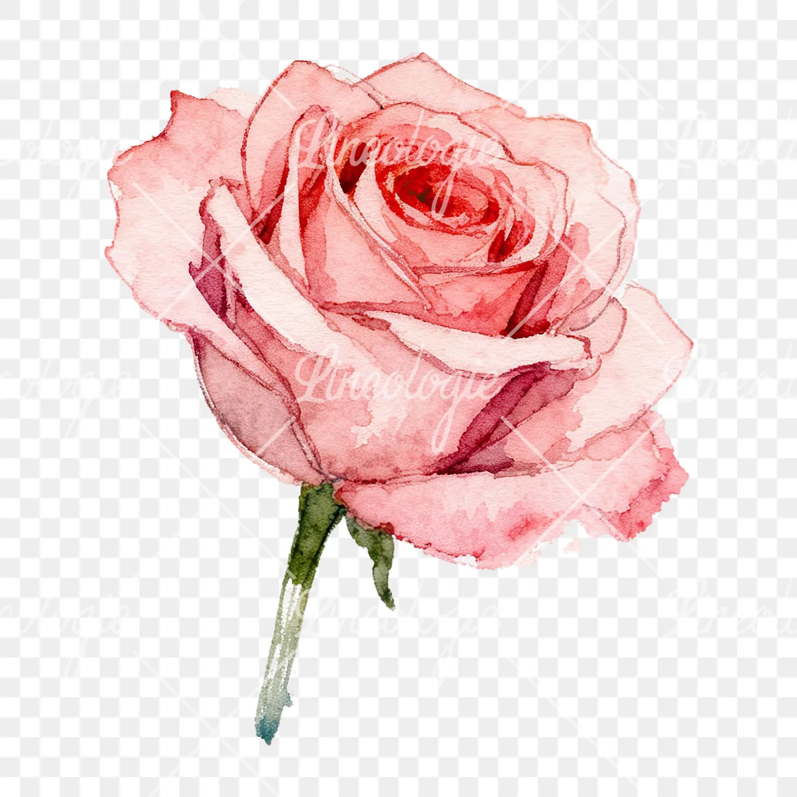 Watercolor purple and peach rose clipart 4 of 9 on a transparent background (PNG)