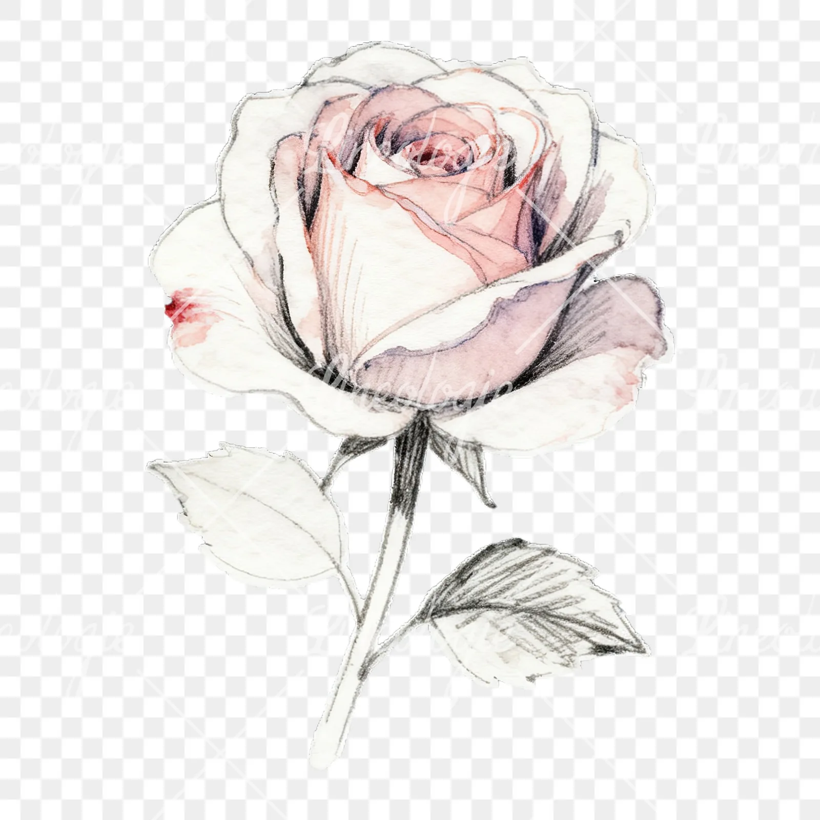Watercolor roses pastel clipart 2 of 9 on a transparent background (PNG)