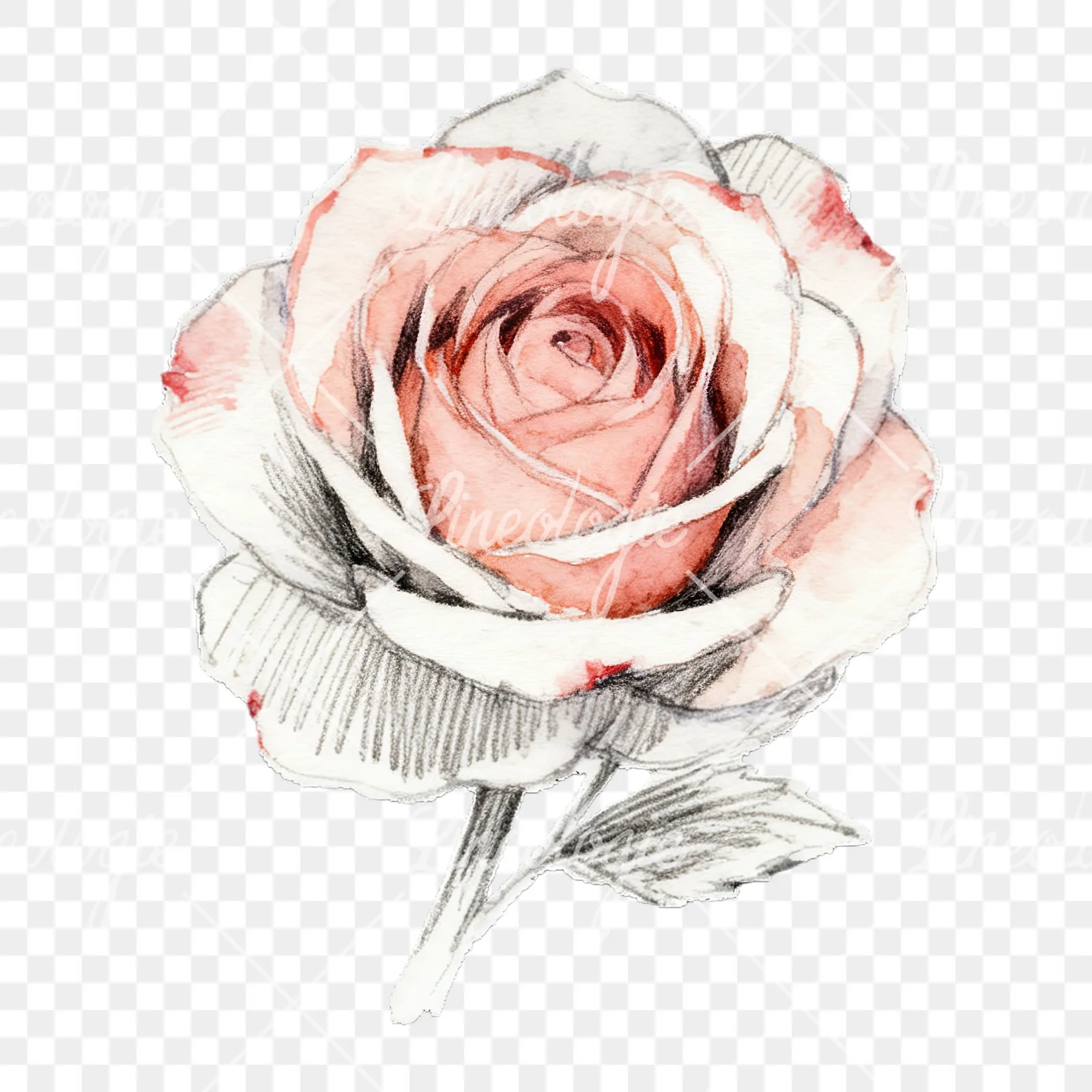 Watercolor roses pastel clipart 8 of 9 on a transparent background (PNG)