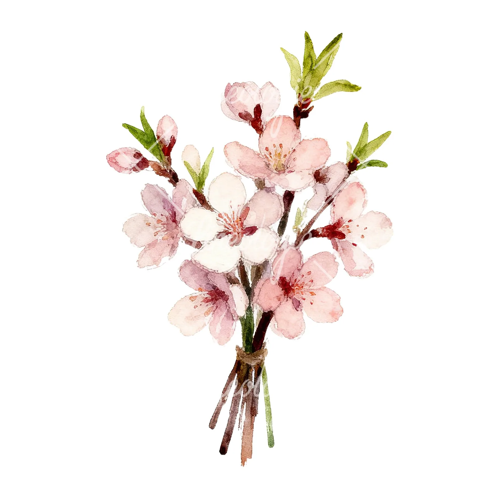 Watercolor spring flower bouquet clipart 1 of 9 on a white background (JPG)