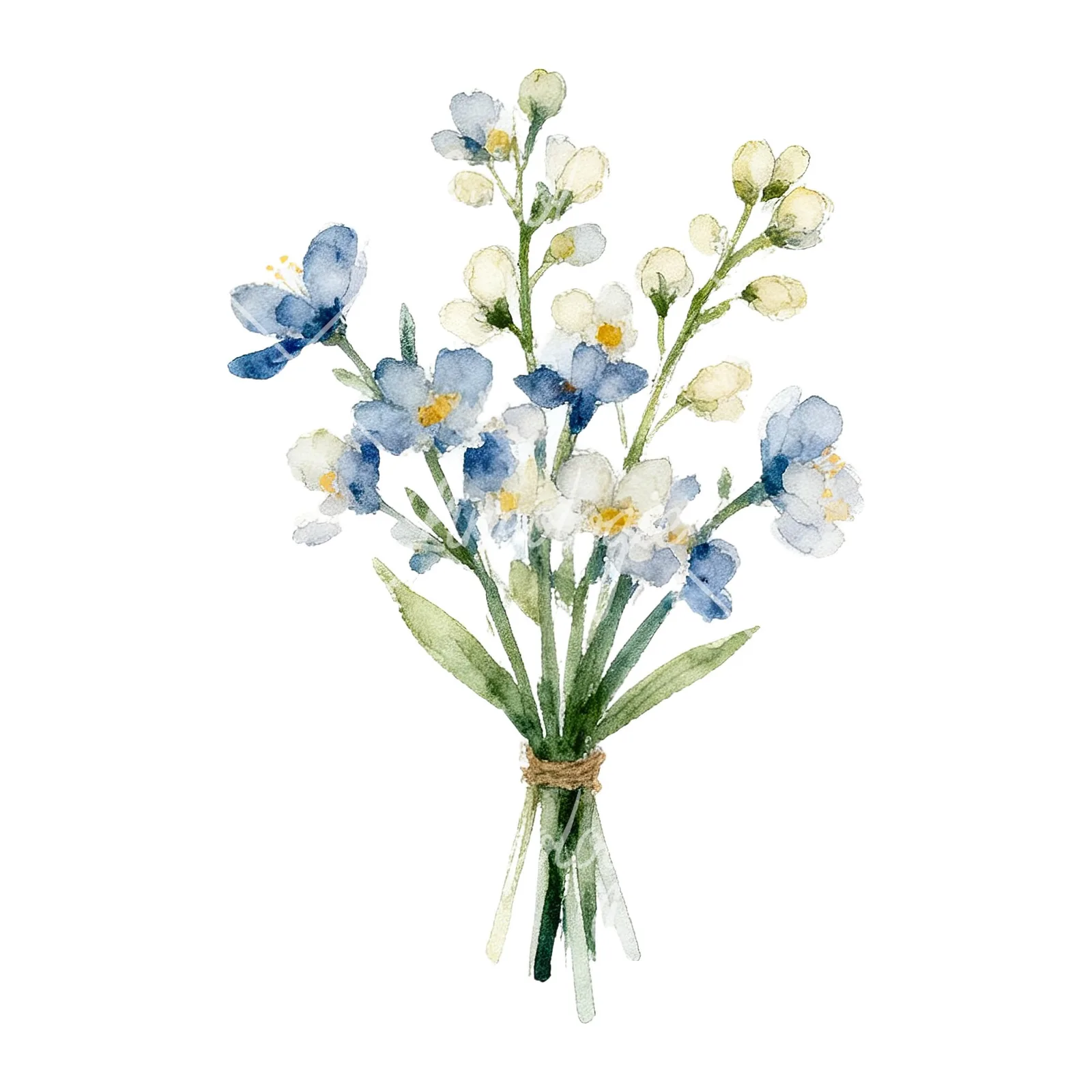 Watercolor spring flower bouquet clipart 3 of 9 on a white background (JPG)