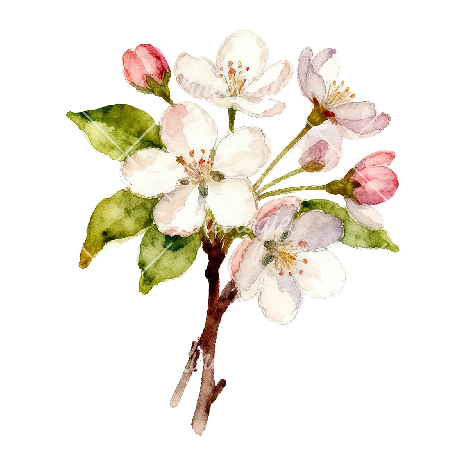Watercolor spring flower bouquet clipart 4 of 9 on a white background (JPG)