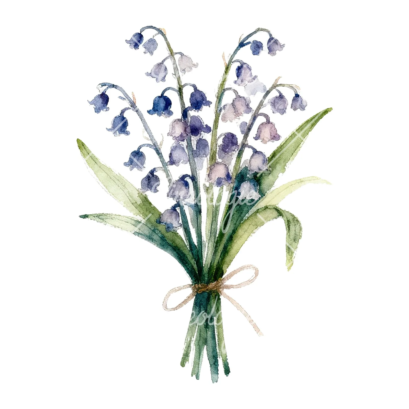 Watercolor spring flower bouquet clipart 5 of 9 on a white background (JPG)