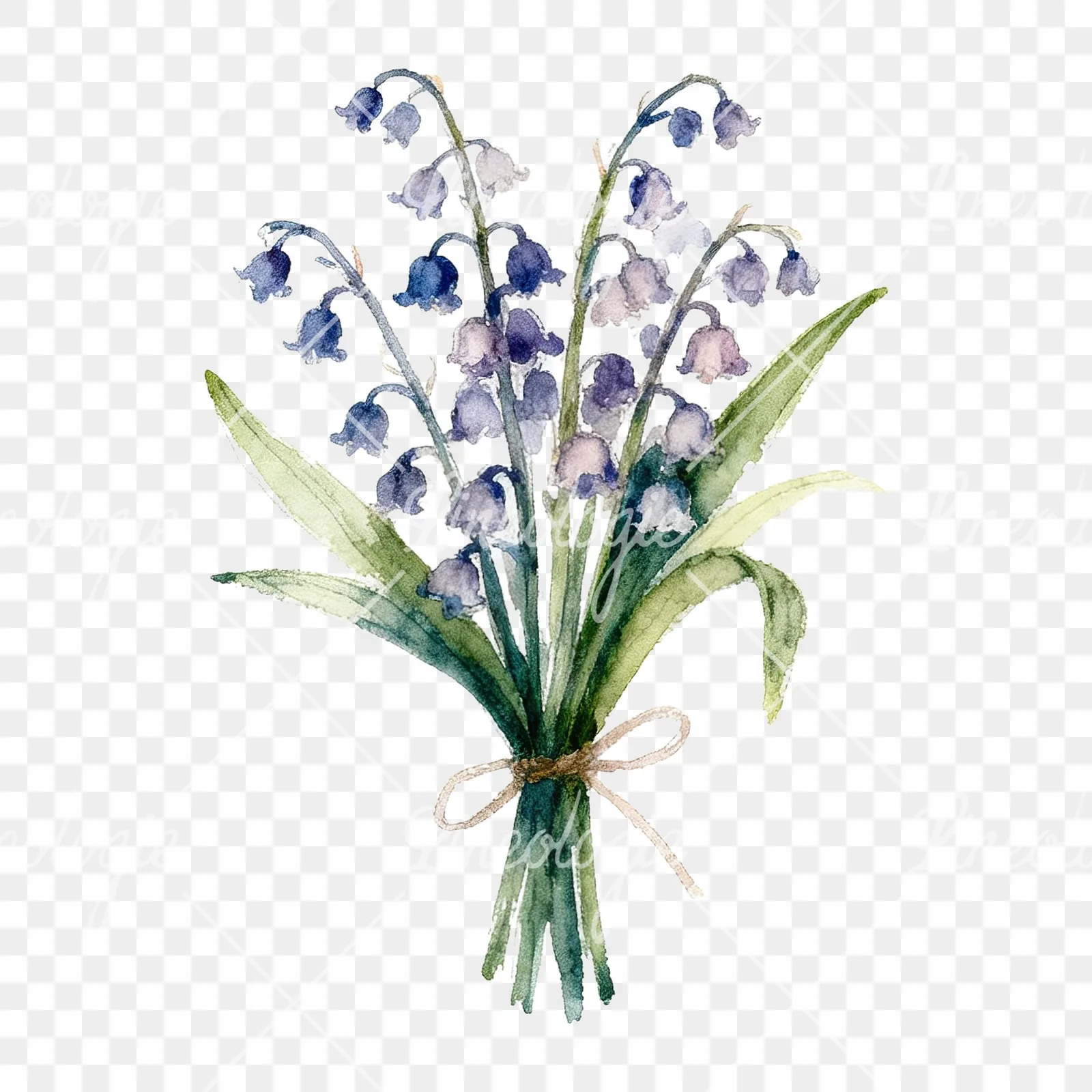 Watercolor spring flower bouquet clipart 5 of 9 on a transparent background (PNG)
