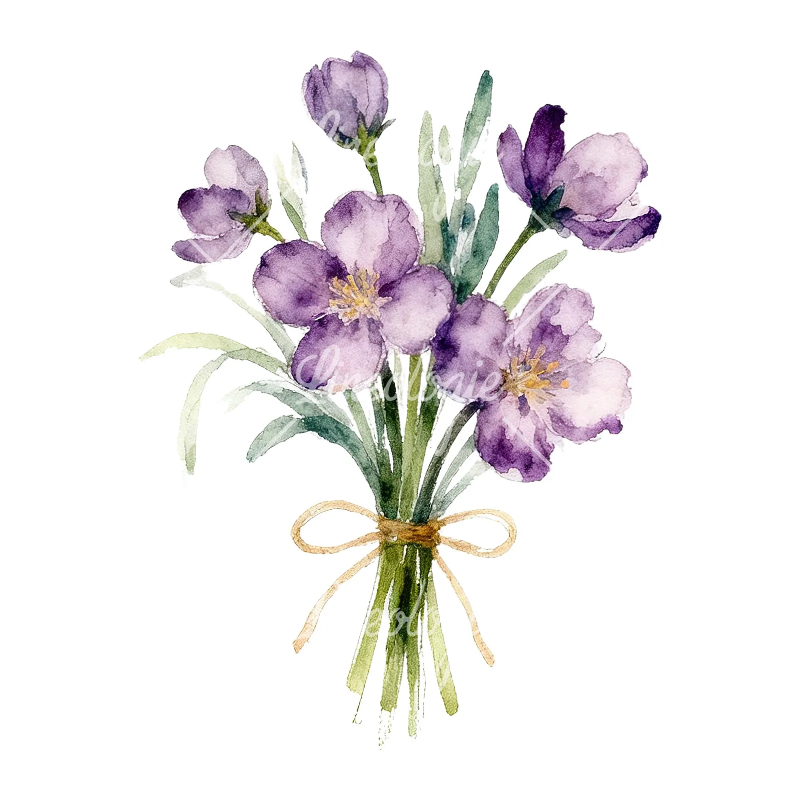 Watercolor spring flower bouquet clipart 7 of 9 on a white background (JPG)
